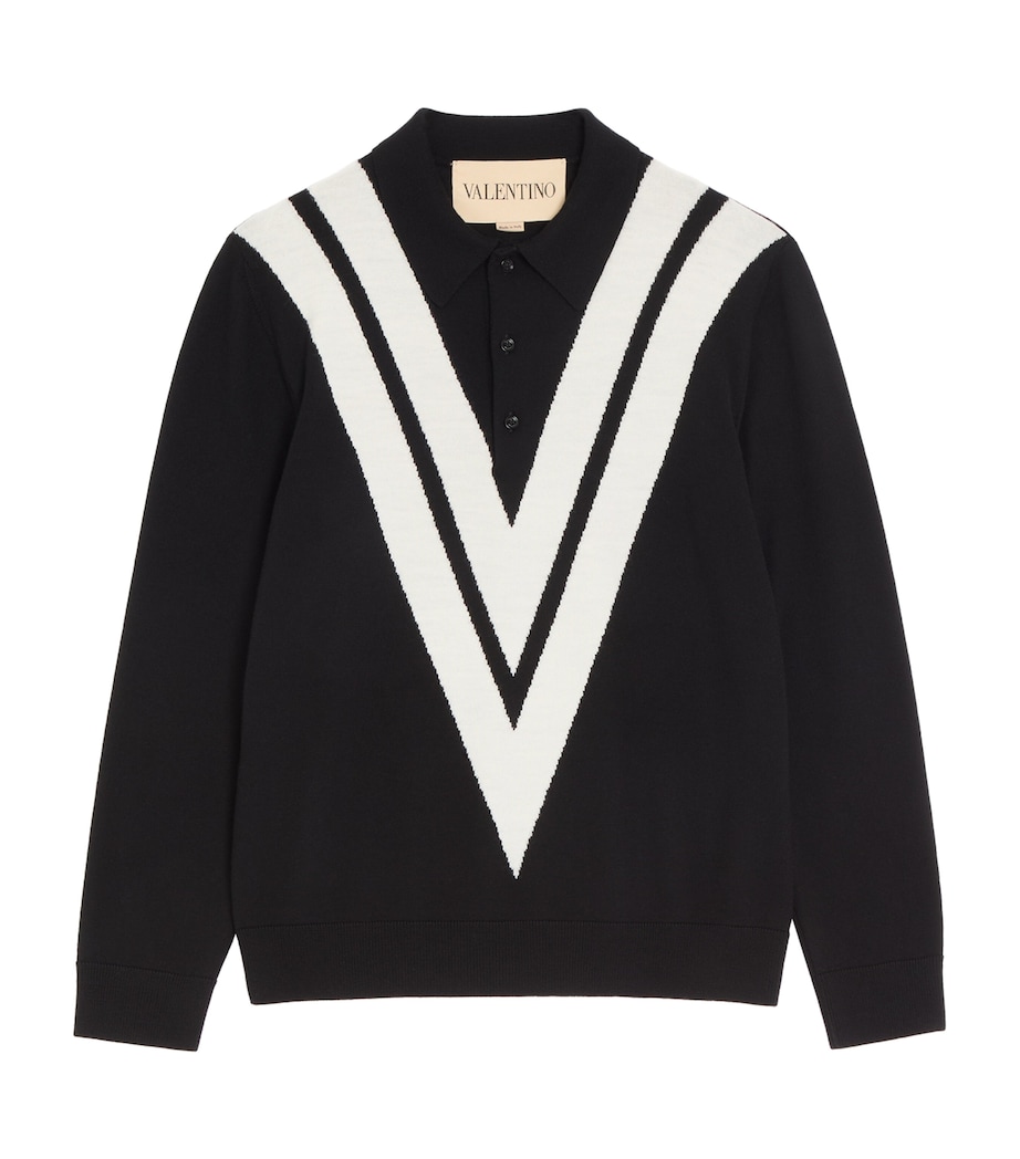 Valentino Garavani Mens Virgin Wool Logo Polo Shirt Image 1