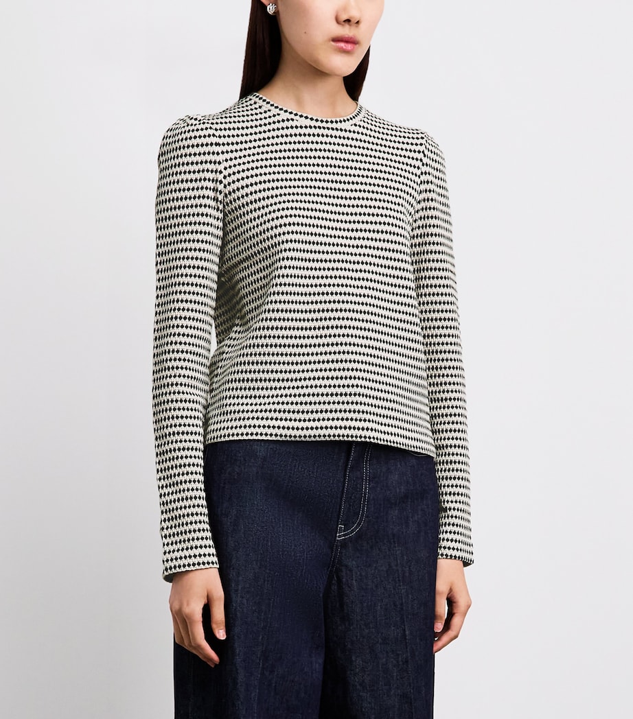 ME+EM Womens Long-Sleeve Jacquard Top Cream/black Image 4