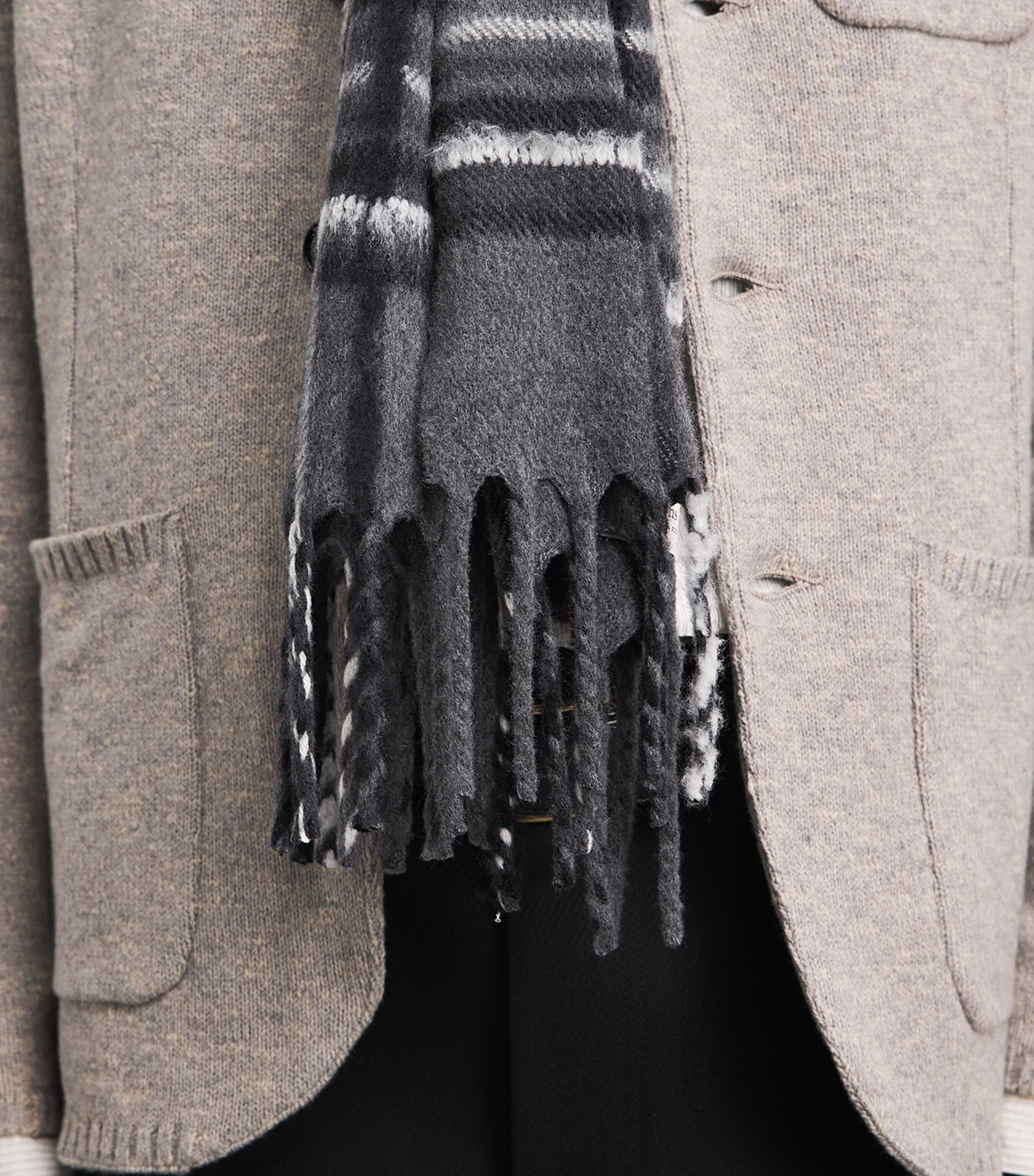 Johnstons Of Elgin Cashmere-Silk Tartan Scarf Grey Image 3