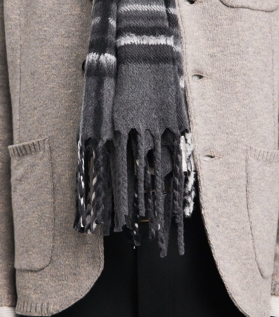 Johnstons Of Elgin Cashmere-Silk Tartan Scarf Grey Image 3