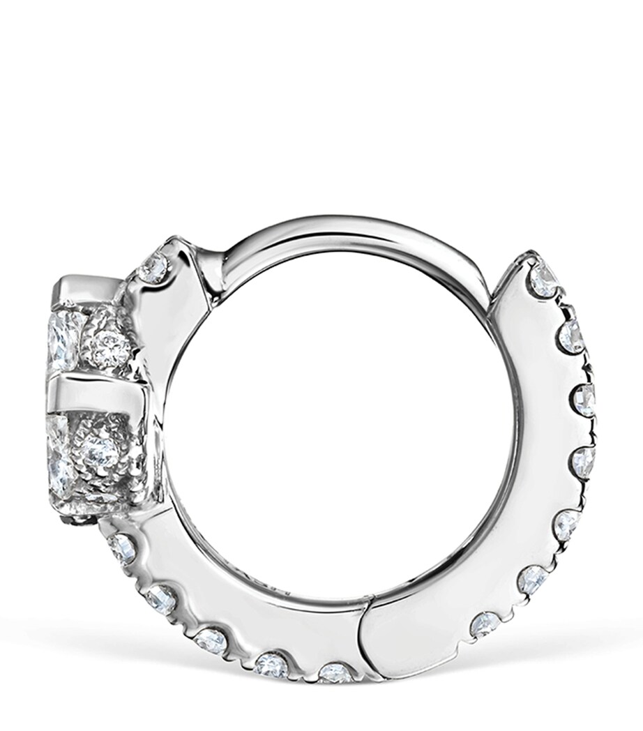 White Gold Diamond Lotus Eternity Hoop Earring (6.5mm) WHITE GOLD Image 3