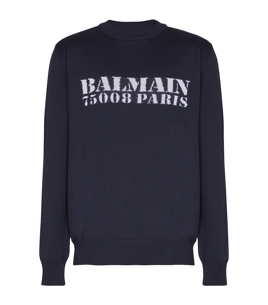 Merino Wool Logo Sweater SAJ BLEU/BLANC Image 1