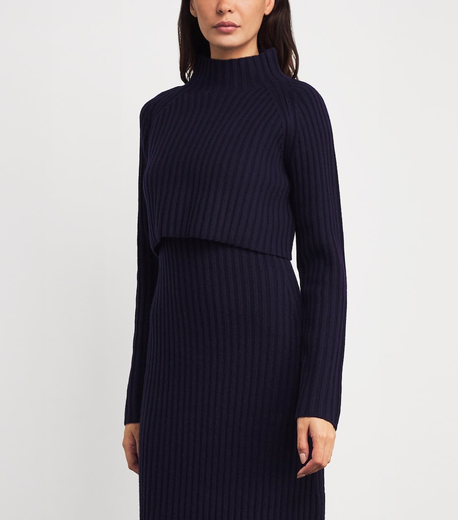 Wool Ribbed Maxi Dress NAVY Image 6
