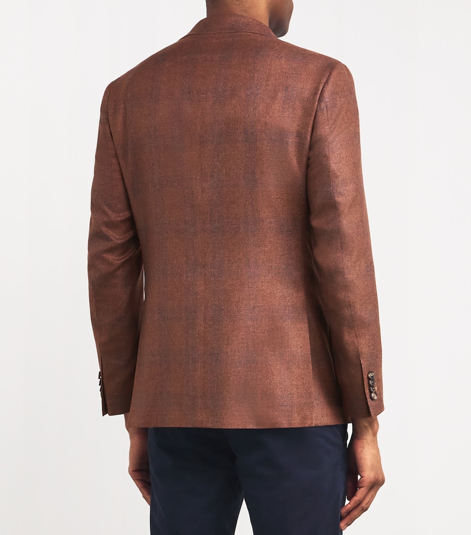 Canali Mens Silk-Cashmere Check Blazer Image 4