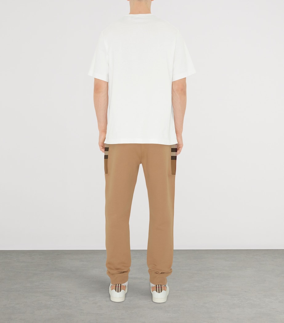 Cotton-Blend Check-Trim Sweatpants CAMEL Image 4