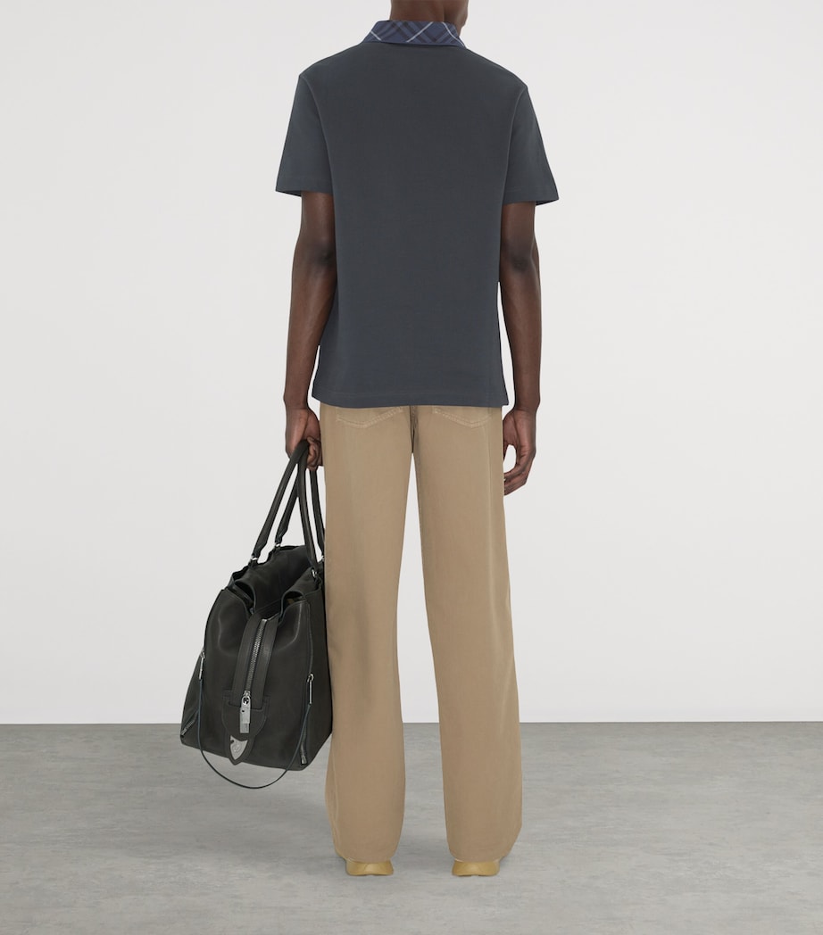 Cotton Check-Collar Polo Shirt MAGNET Image 5