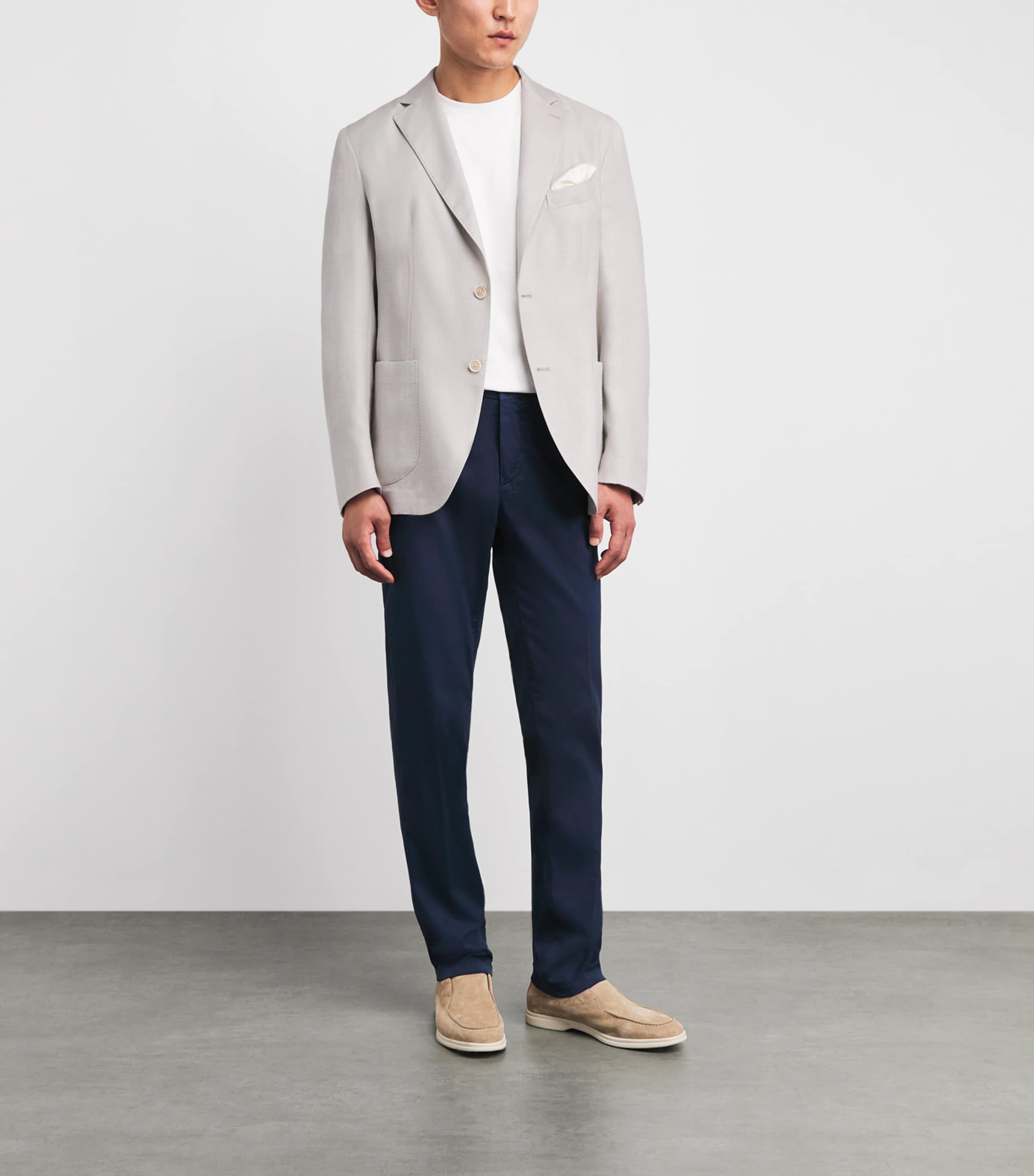 Eleventy Mens Cashmere-Silk Single-Breasted Blazer Sabbia Image 2