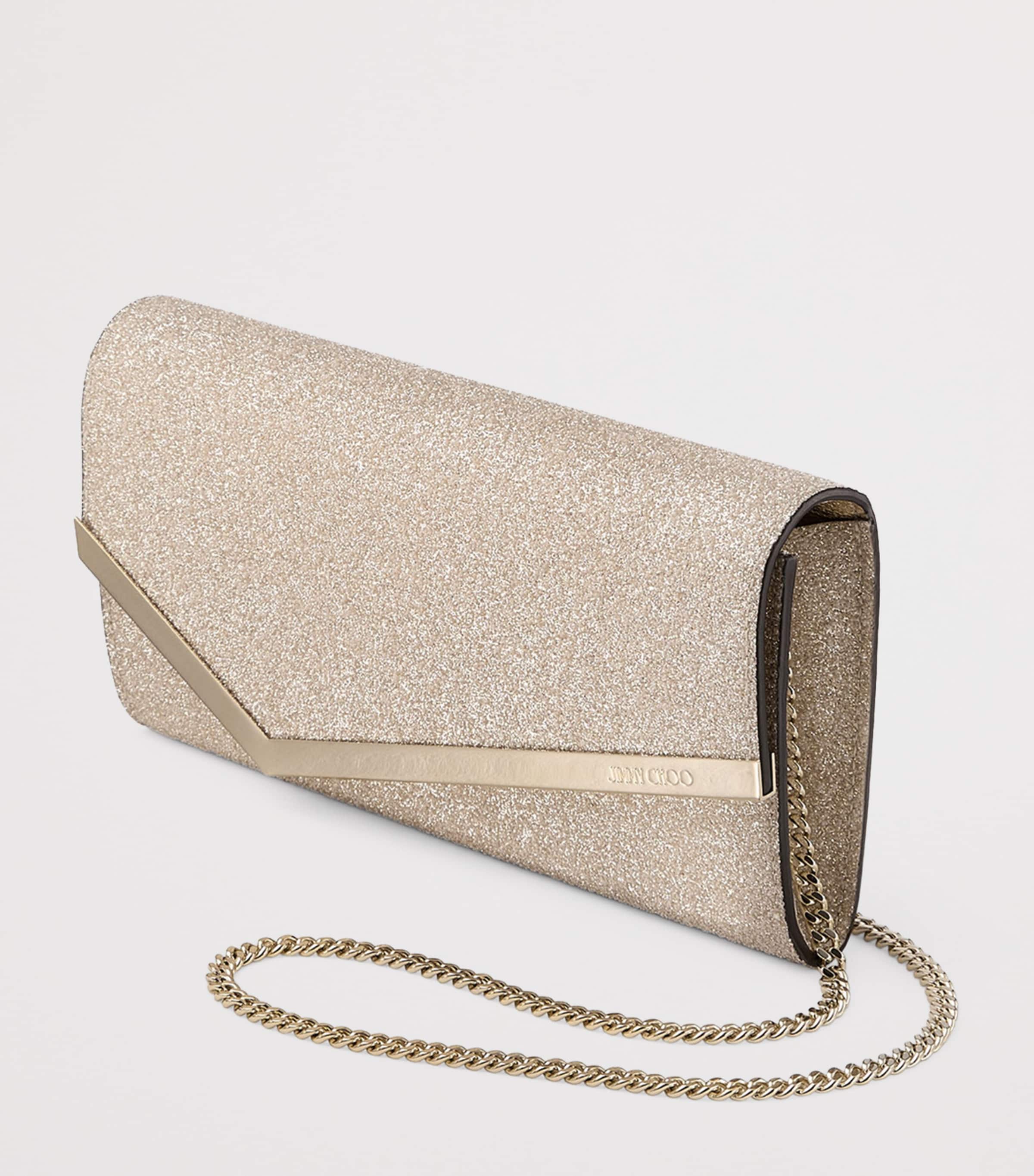 Jimmy Choo Glitter Emmie Clutch Bag Light Soft Gold/ligh Image 3
