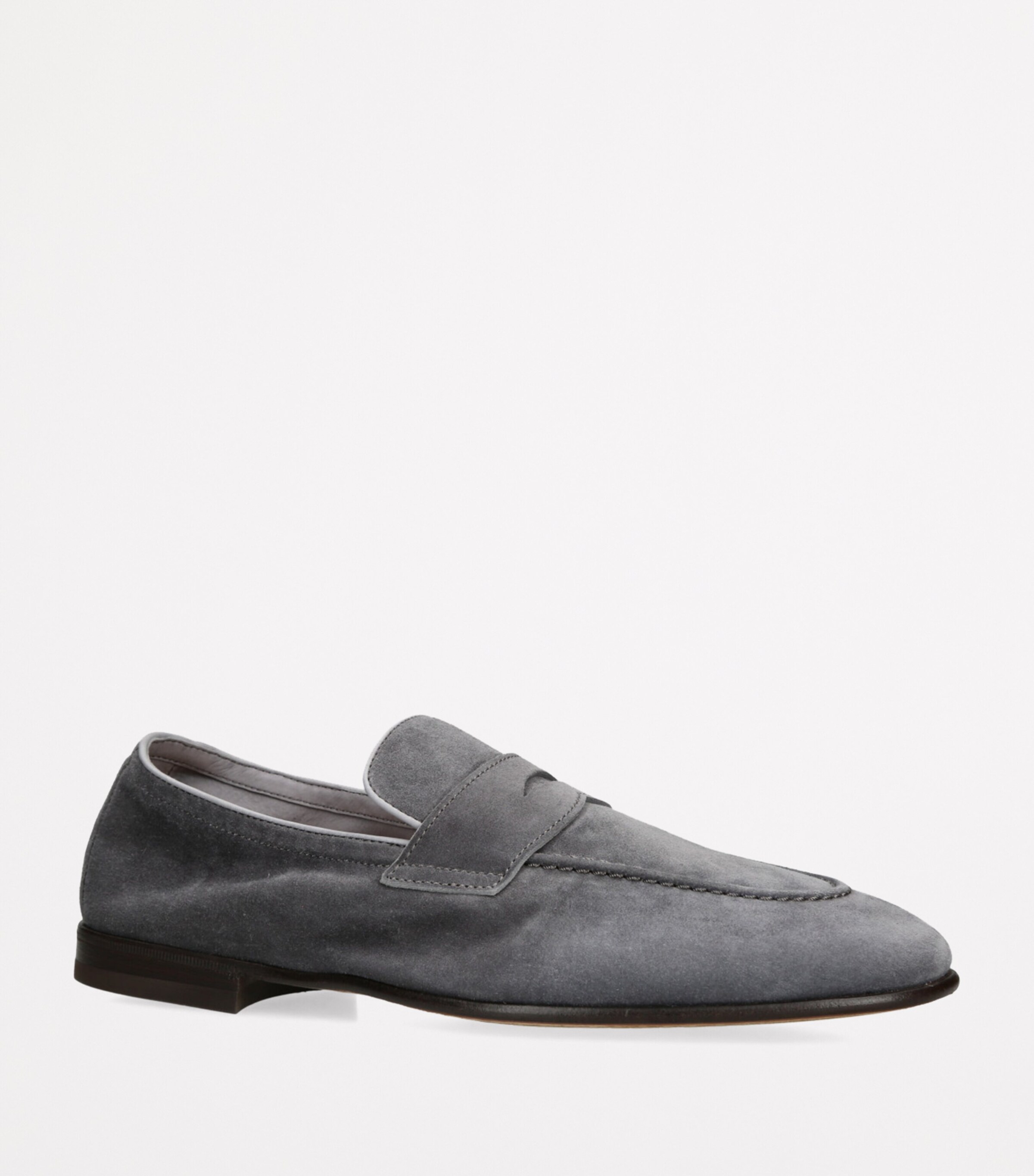 Brunello Cucinelli Mens Suede Penny Loafers Grey Image 3