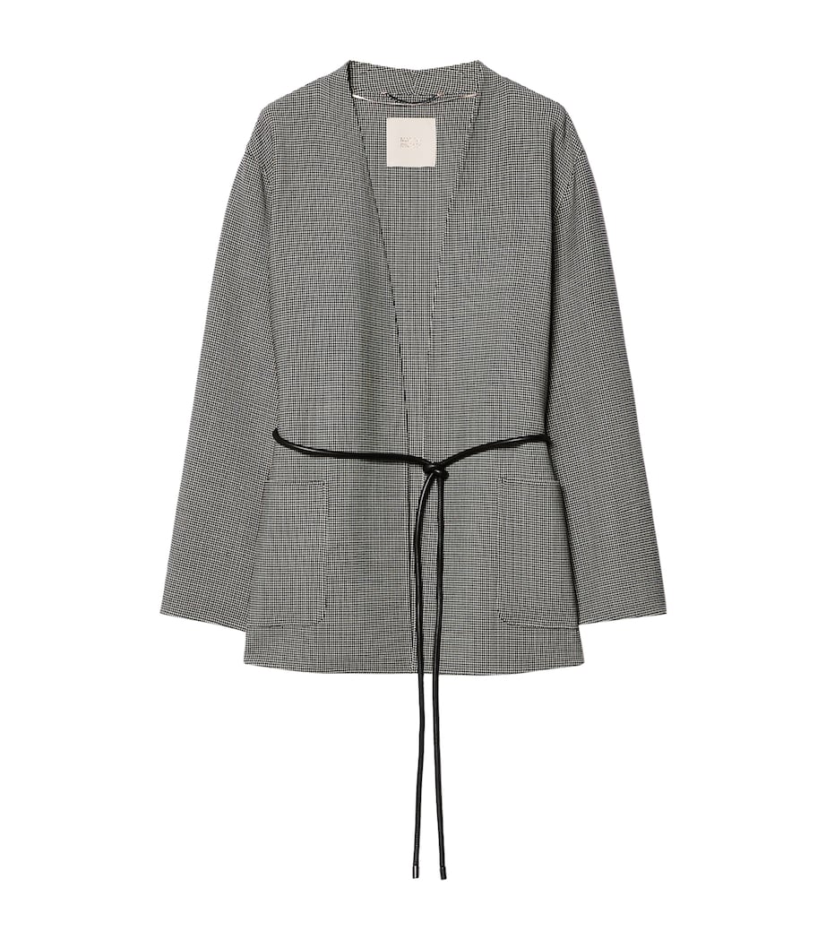 Marina Rinaldi Womens Virgin Wool Houndstooth Coat White Black Image 1