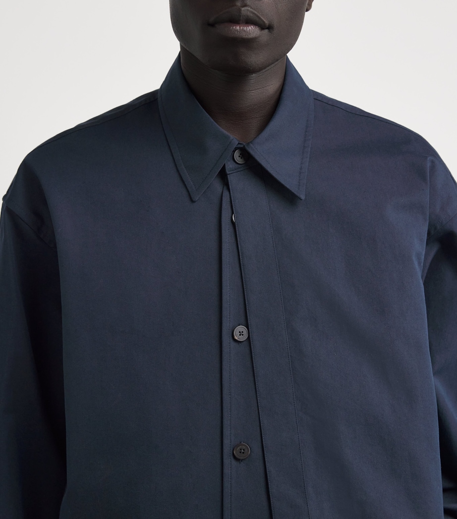 Le 17 Septembre Mens Cotton-Blend Double-Layered Shirt Navy Image 6