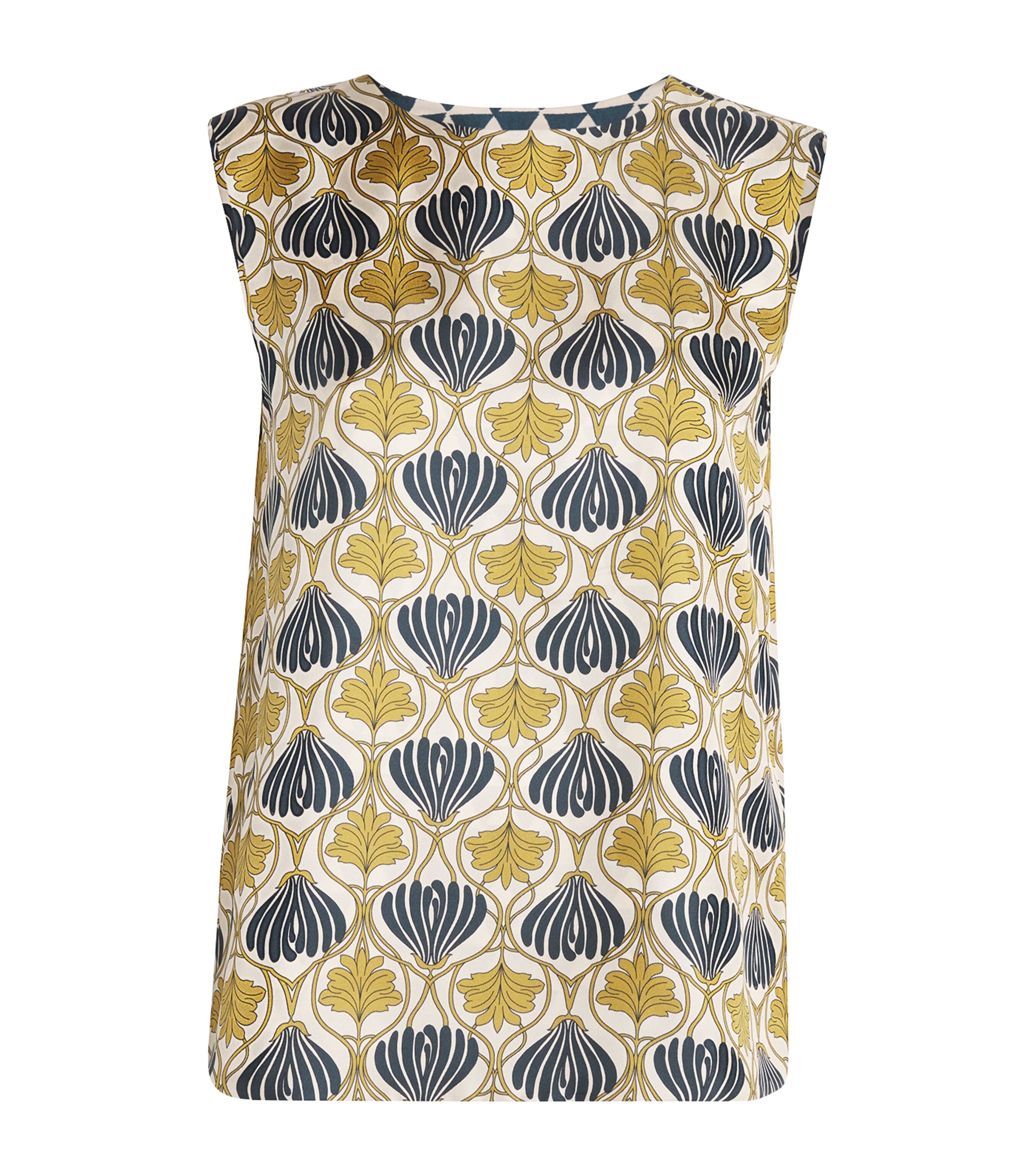 Silk Reversible V-Neck Top MUSTARD Image 1