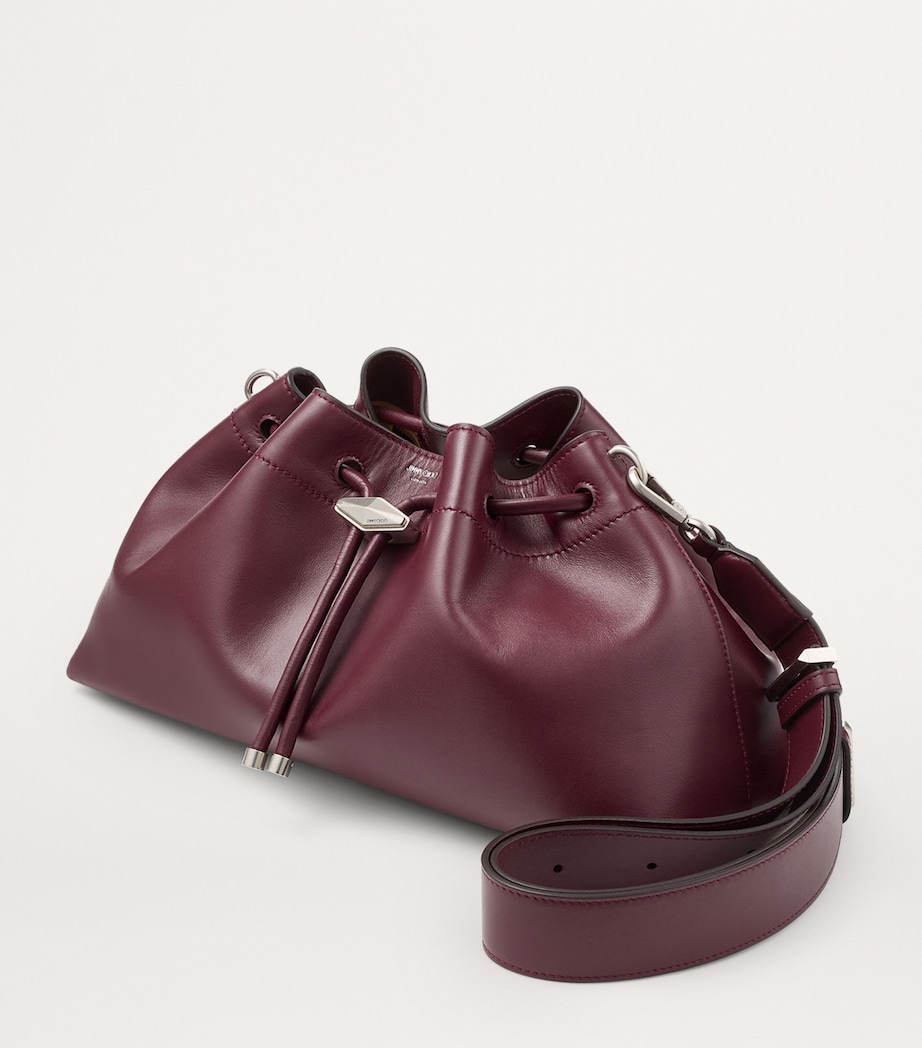 Medium Leather Cinch Bucket Bag GARNET/ANTIQUE SILVE Image 3