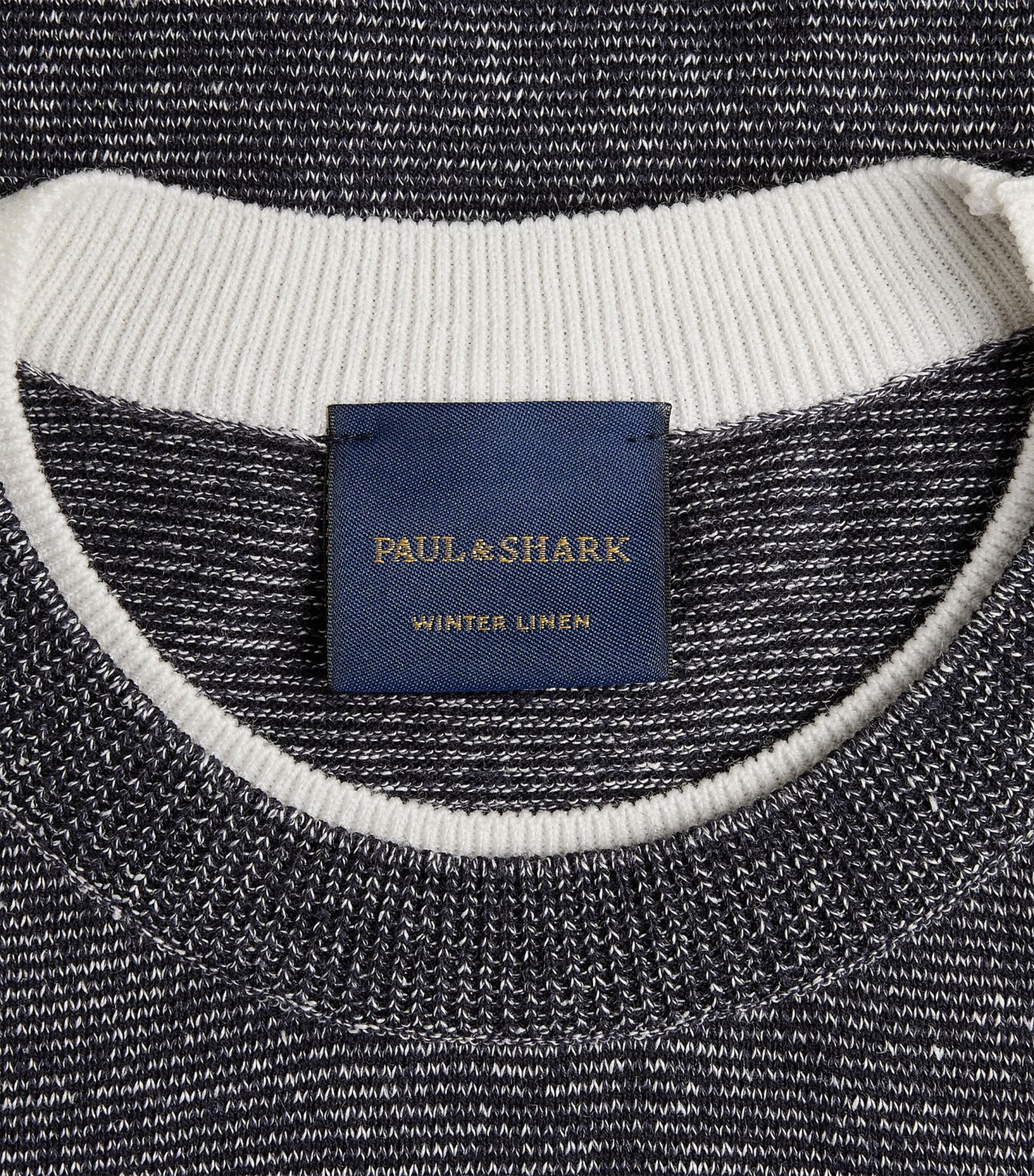 Paul & Shark Mens Wool-Linen Melange Sweater Blu Blu/bianco Image 6