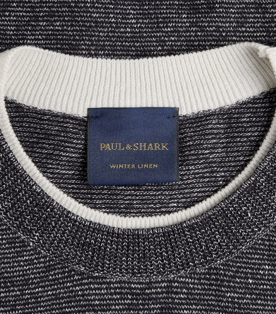Paul & Shark Mens Wool-Linen Melange Sweater Blu Blu/bianco Image 6