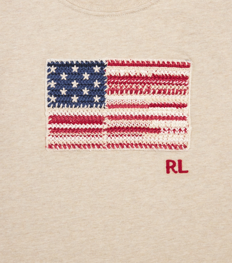 Ralph Lauren Kids Cotton American Flag T-Shirt (7-14 Years) Expedition Dune Hthr Image 3