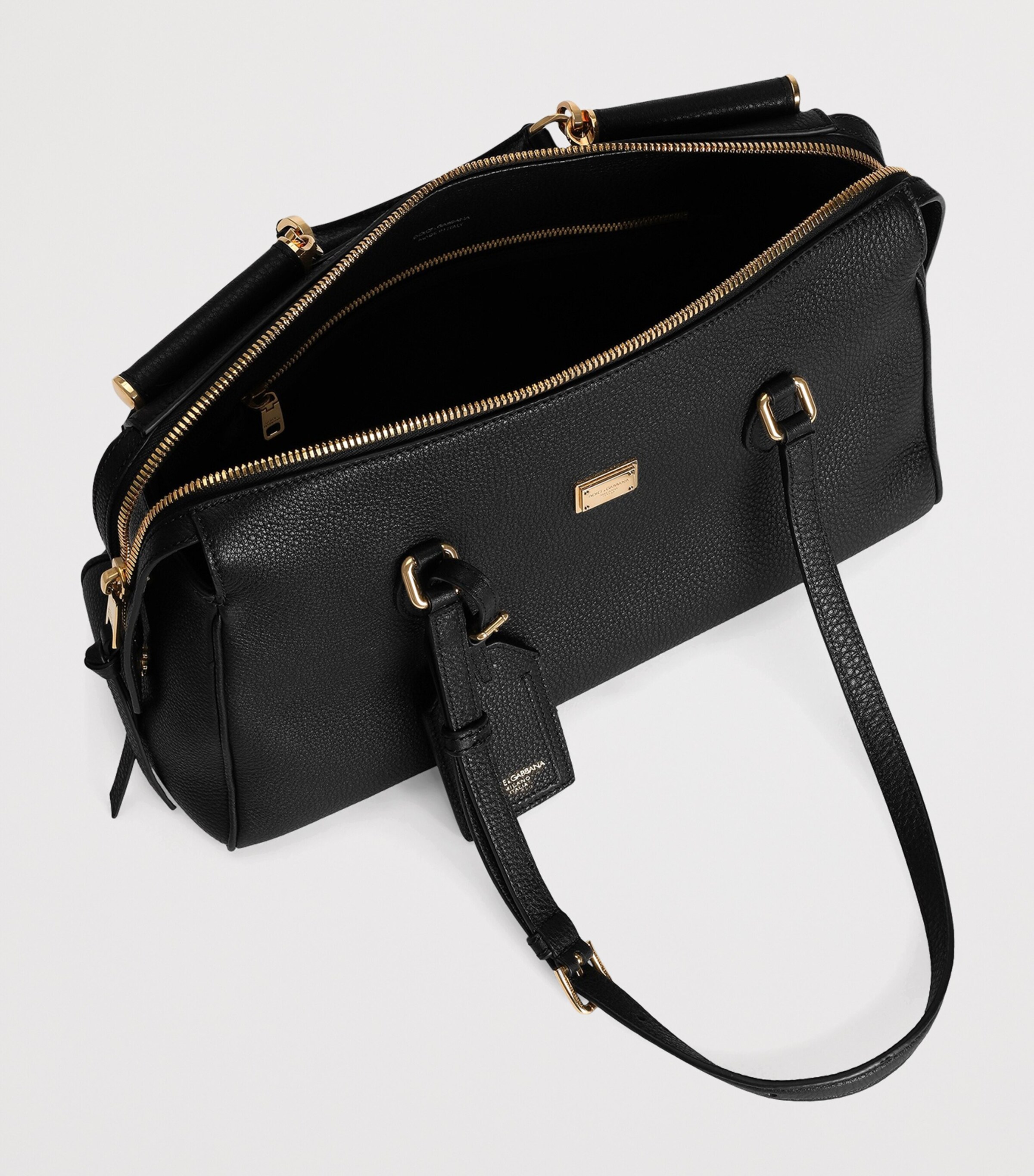 Dolce&Gabbana Calfskin Vittoria Top-Handle Bag Black Image 6