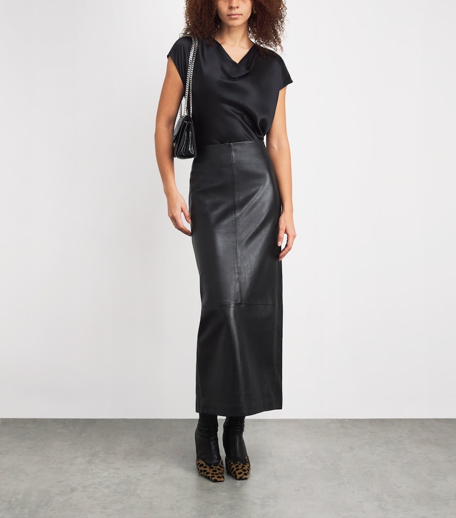 Silk Cowl-Neck Blouse 001BLK Image 2