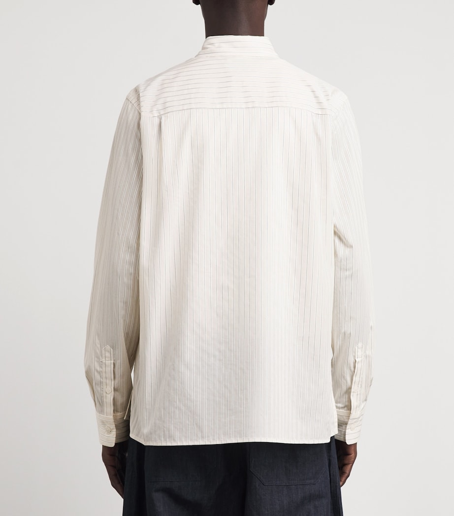 Simkhai Mens Cotton-Blend Pinstripe Shirt Ivory Stripe Image 5