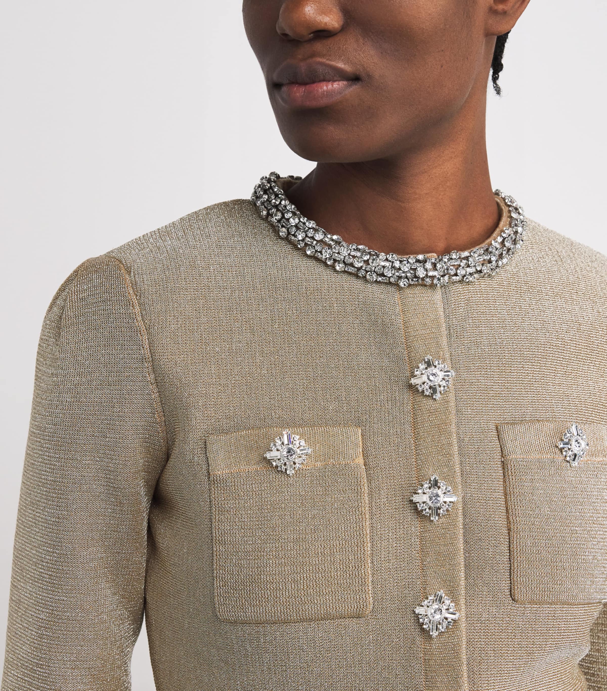 Metallic Knitted Mini Dress GOLD Image 4