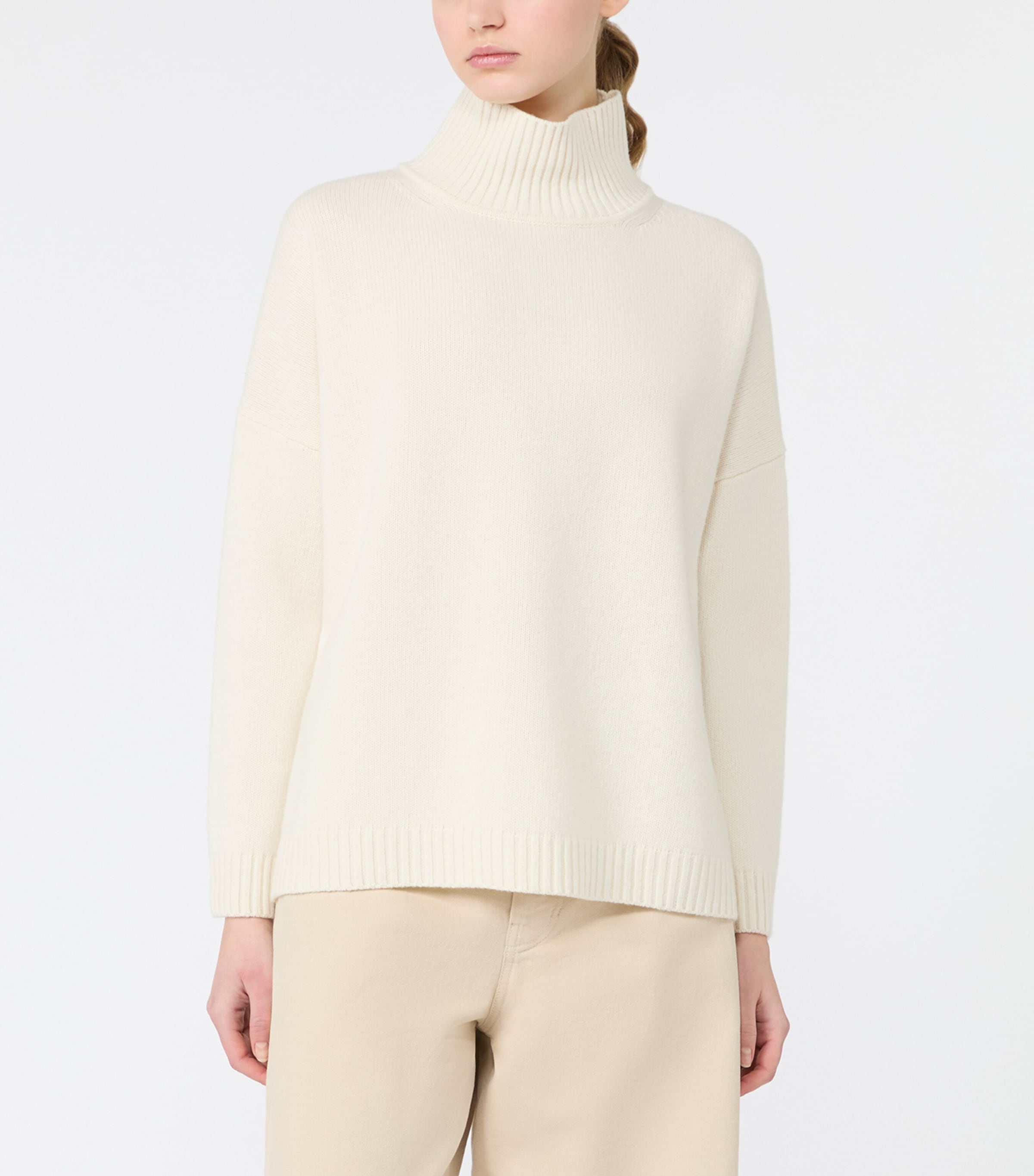 Weekend Max Mara Womens Virgin Wool High-Neck Sweater Ivory Image 3