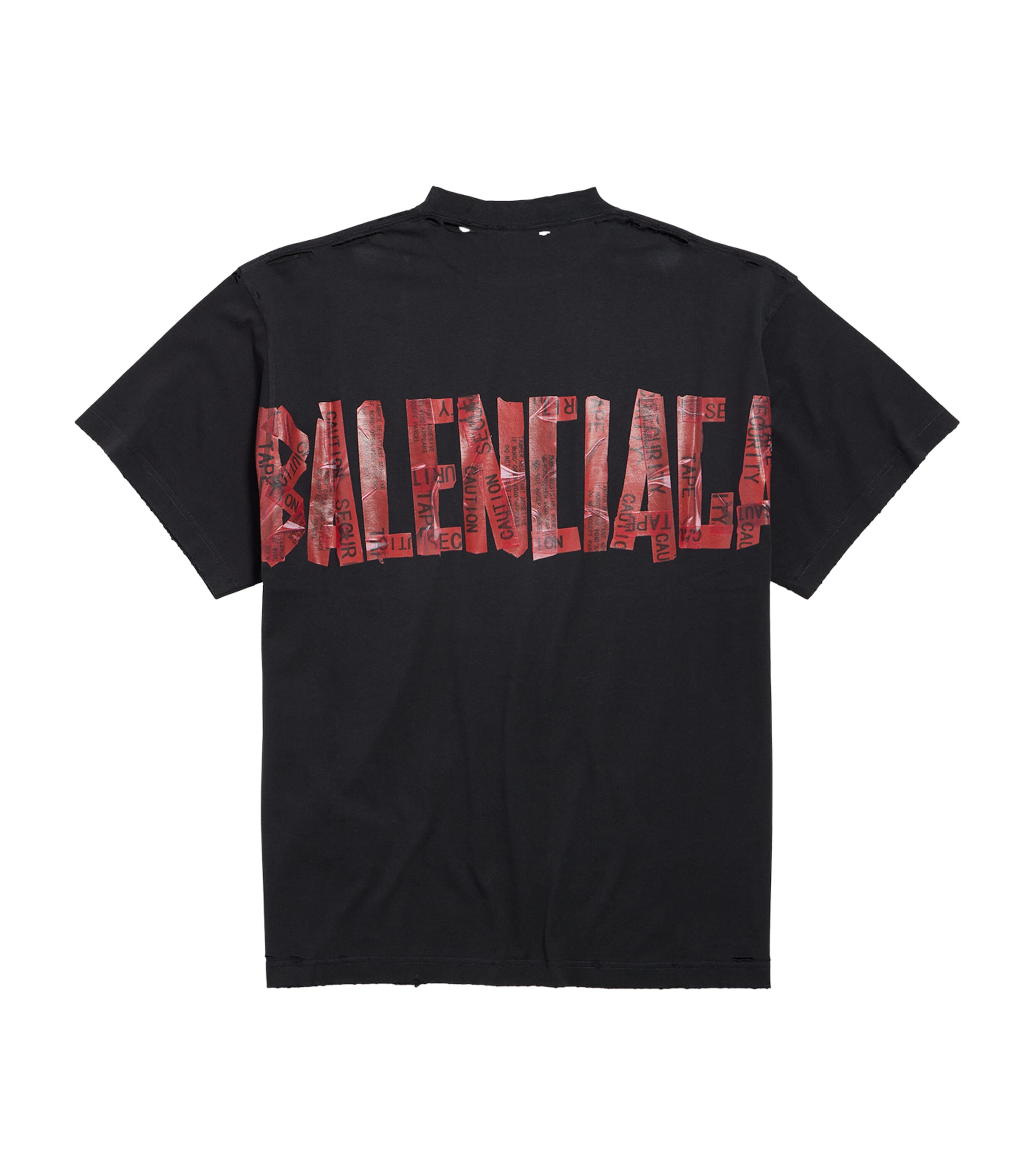 Balenciaga Cotton Distressed Security Tape Logo T-Shirt