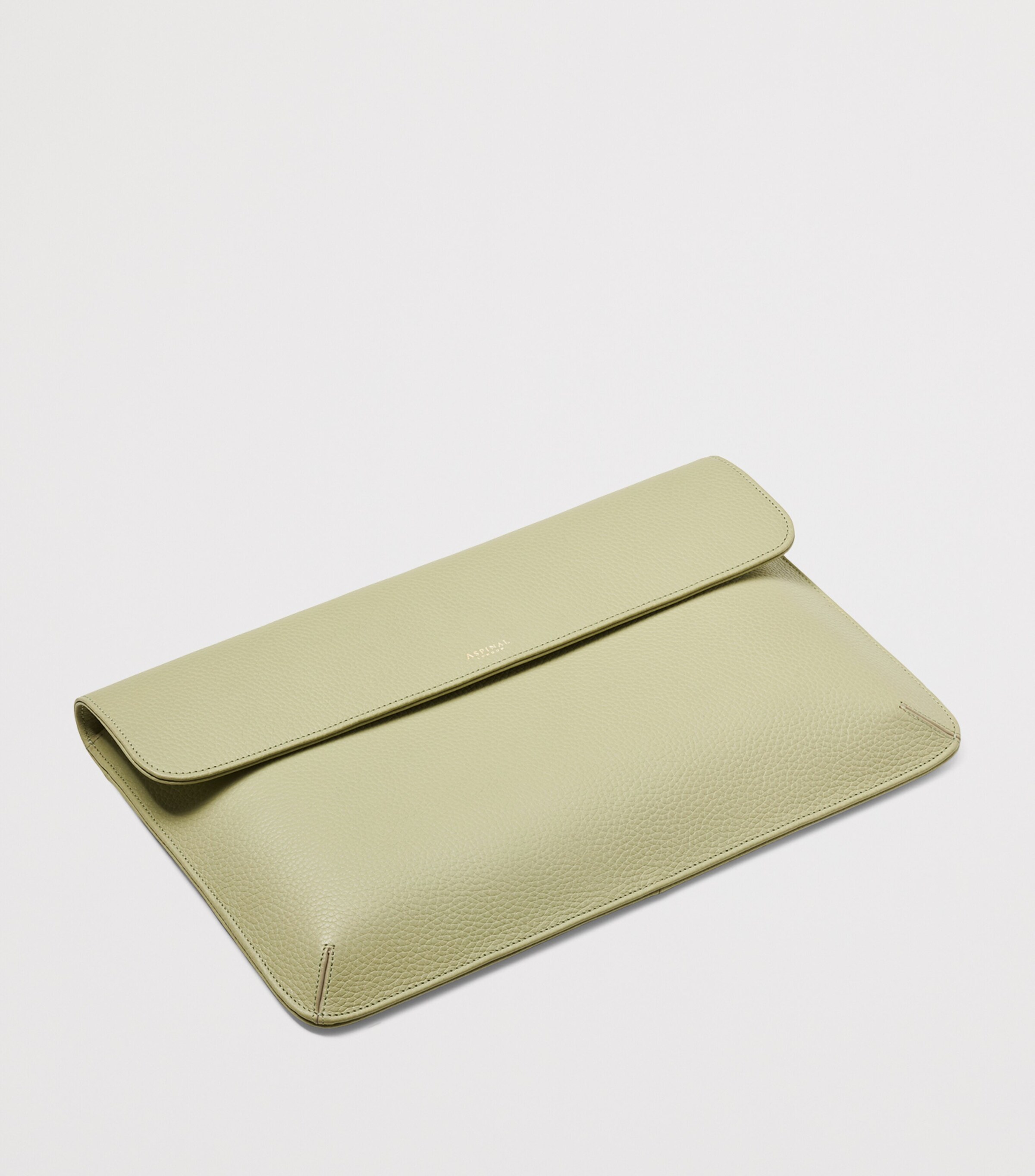 Aspinal Of London Leather Laptop Case Pistachio Image 4