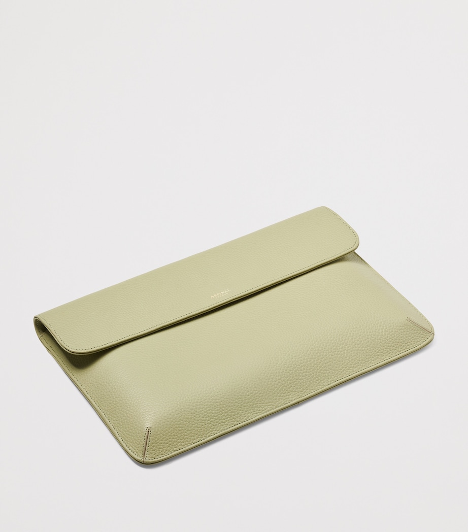 Aspinal Of London Leather Laptop Case Pistachio Image 4