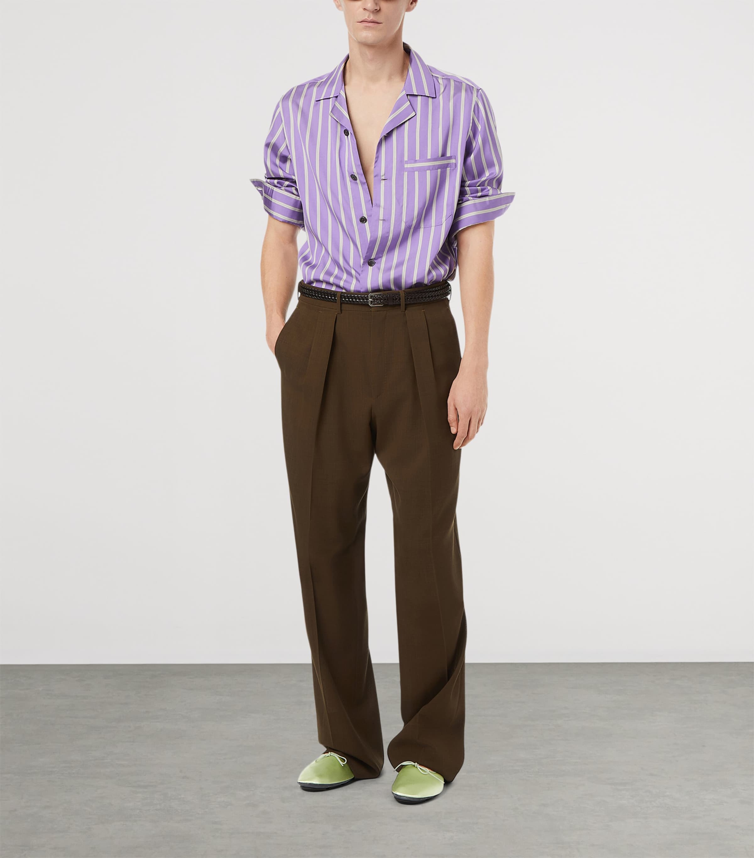 TOM FORD スラックス 48R ダークブラウン TOM FORD Brown Wool Pleated Trousers | Harrods AE