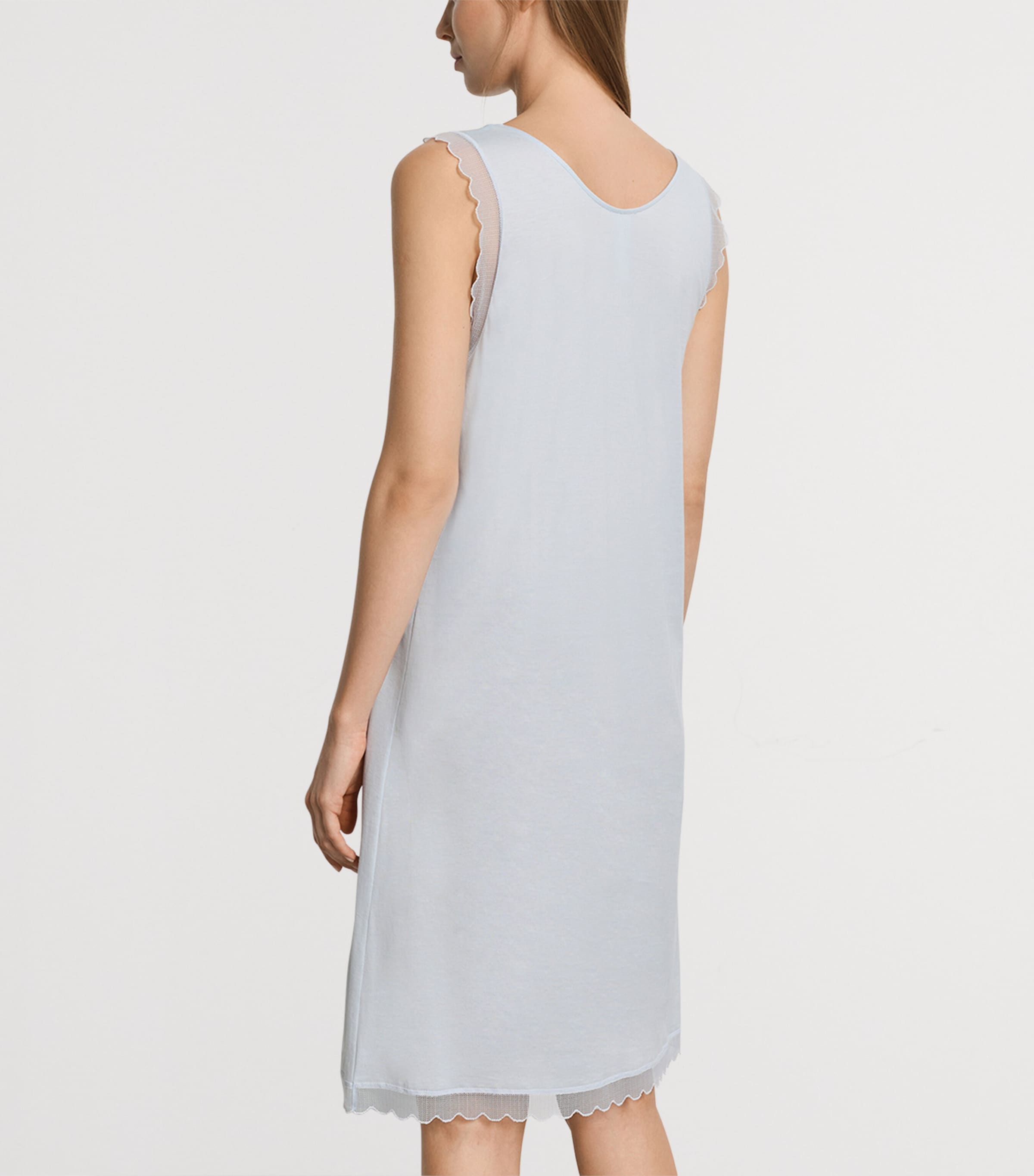Hanro Womens Cotton Inaya Nightdress Watery Blue Image 3