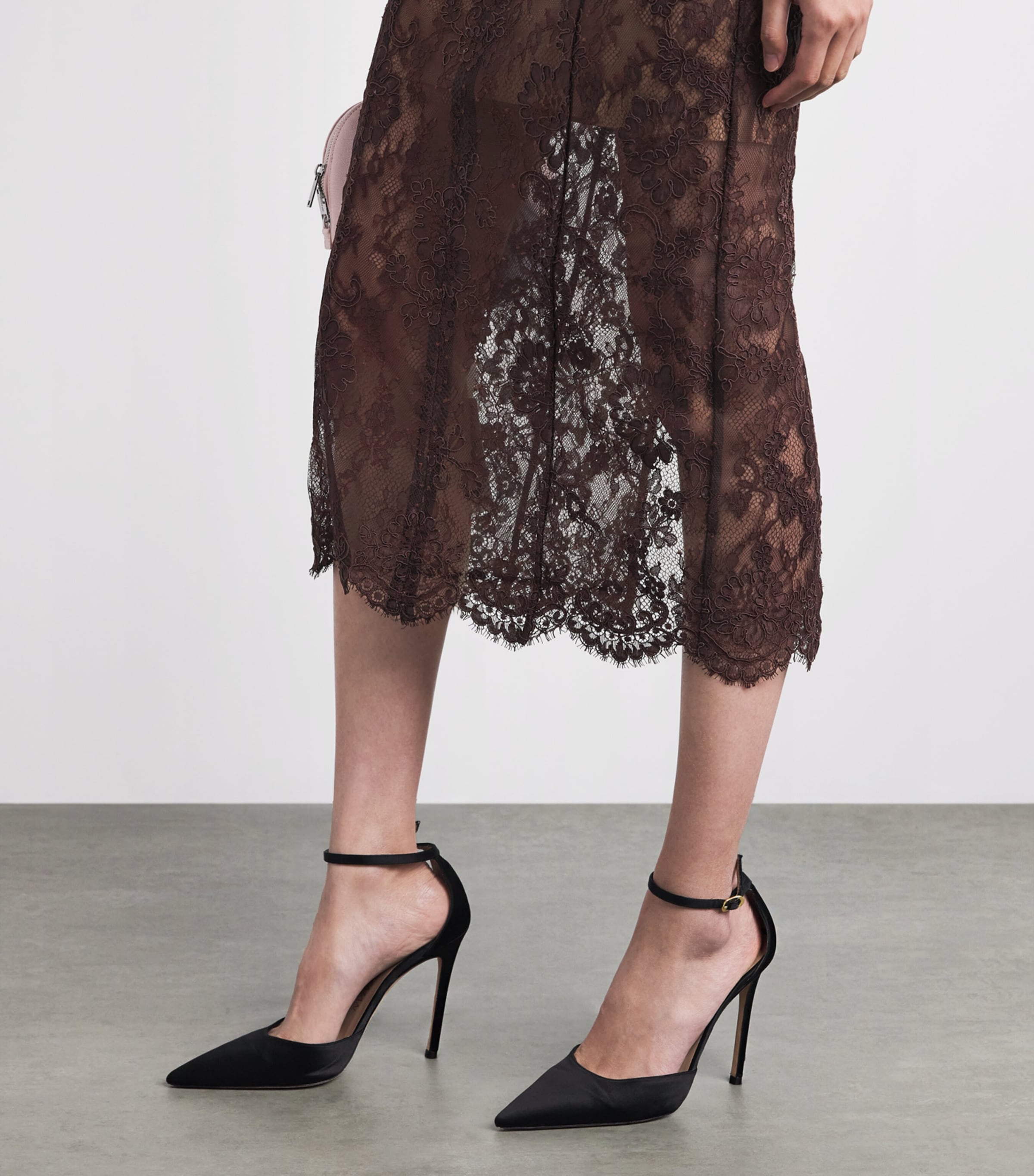 Self-Portrait Womens Lace Floral Midi Dress Brown Image 3