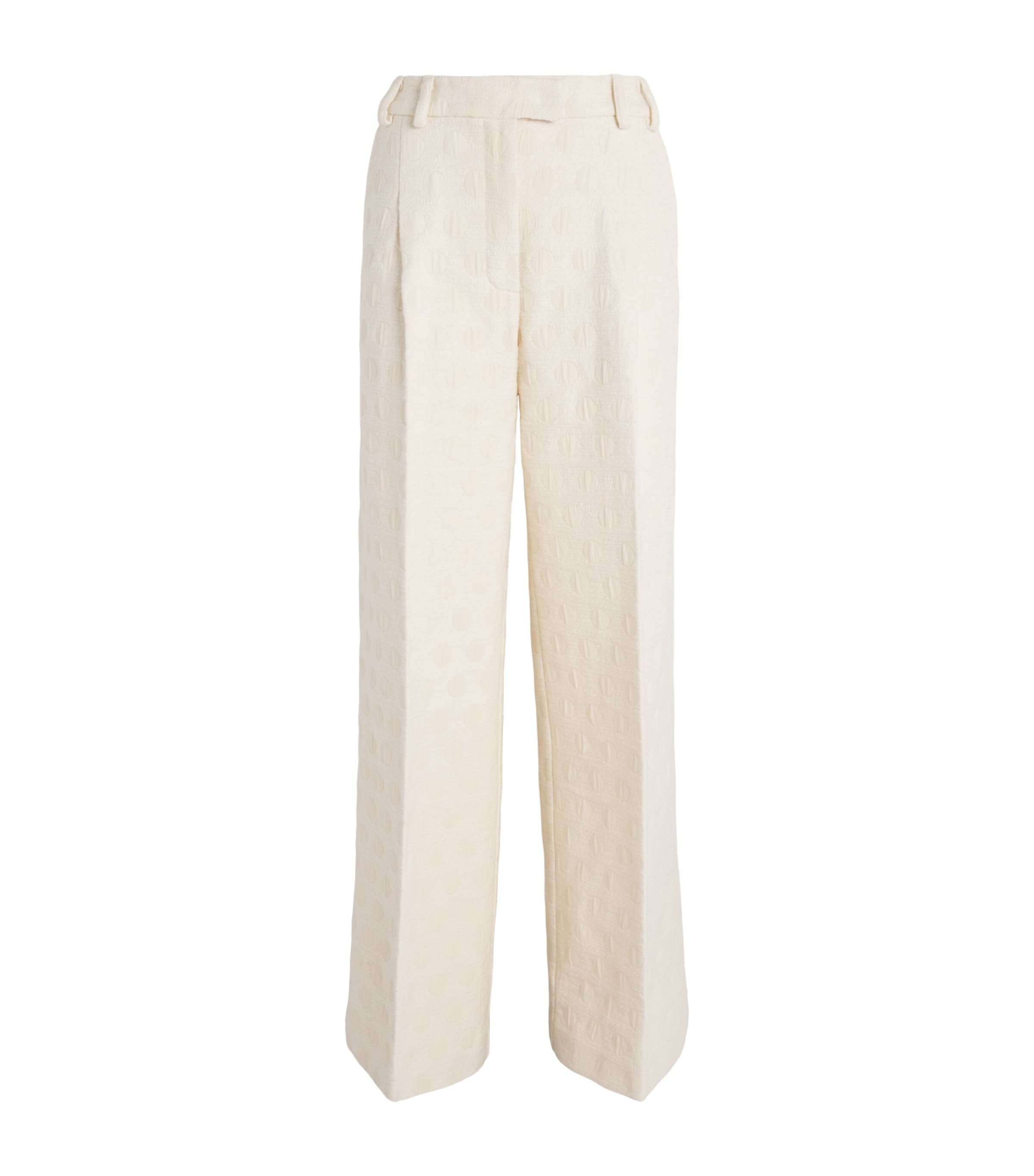 La Doublej Womens Jacquard Wide-Leg Trousers Cream Image 1