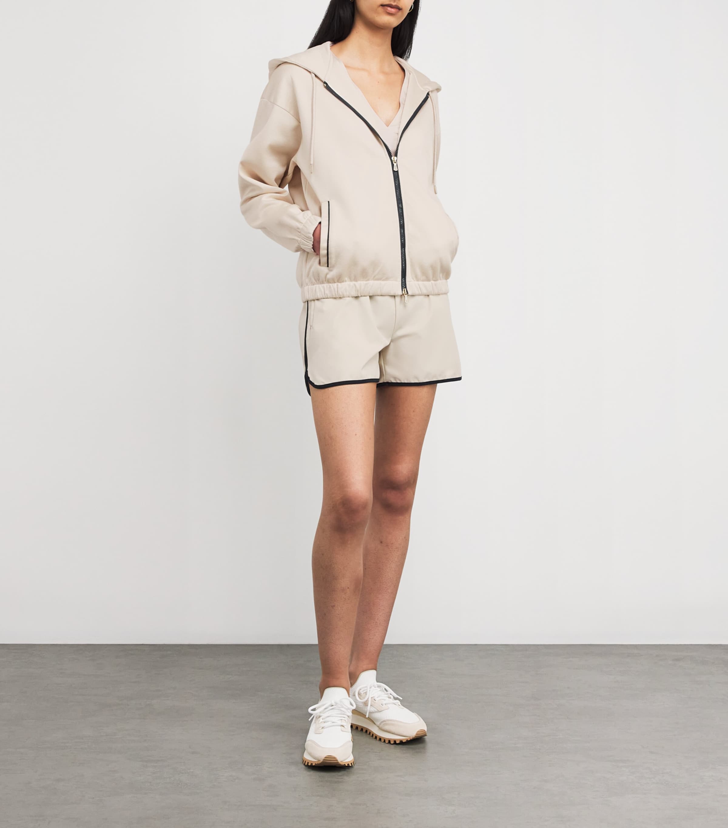Eleventy Womens Cotton-Blend Zip-Up Hoodie Sabbia Image 2