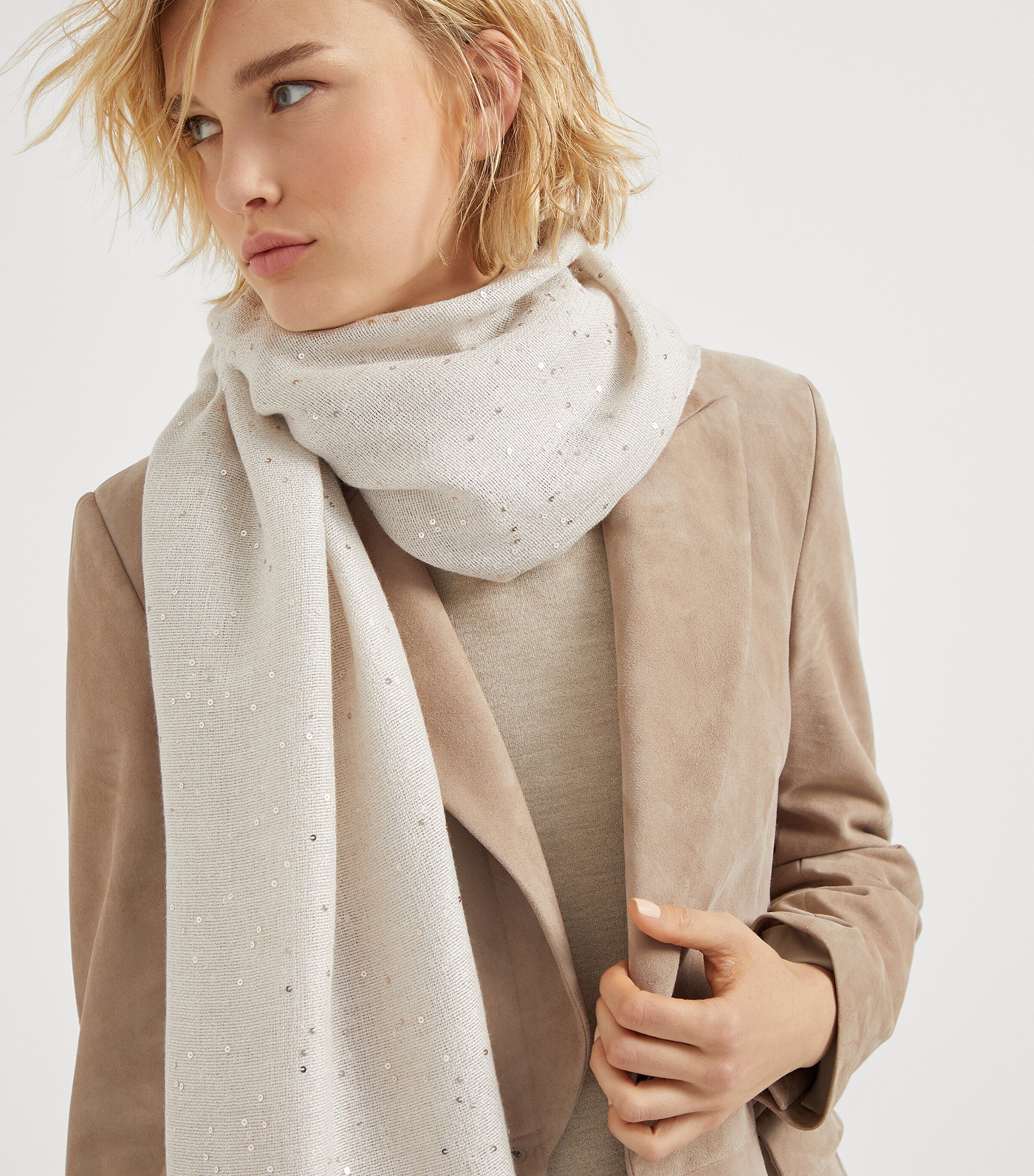 Cashmere-Silk Diamond Yarn Sequin Scarf C9276 Image 4