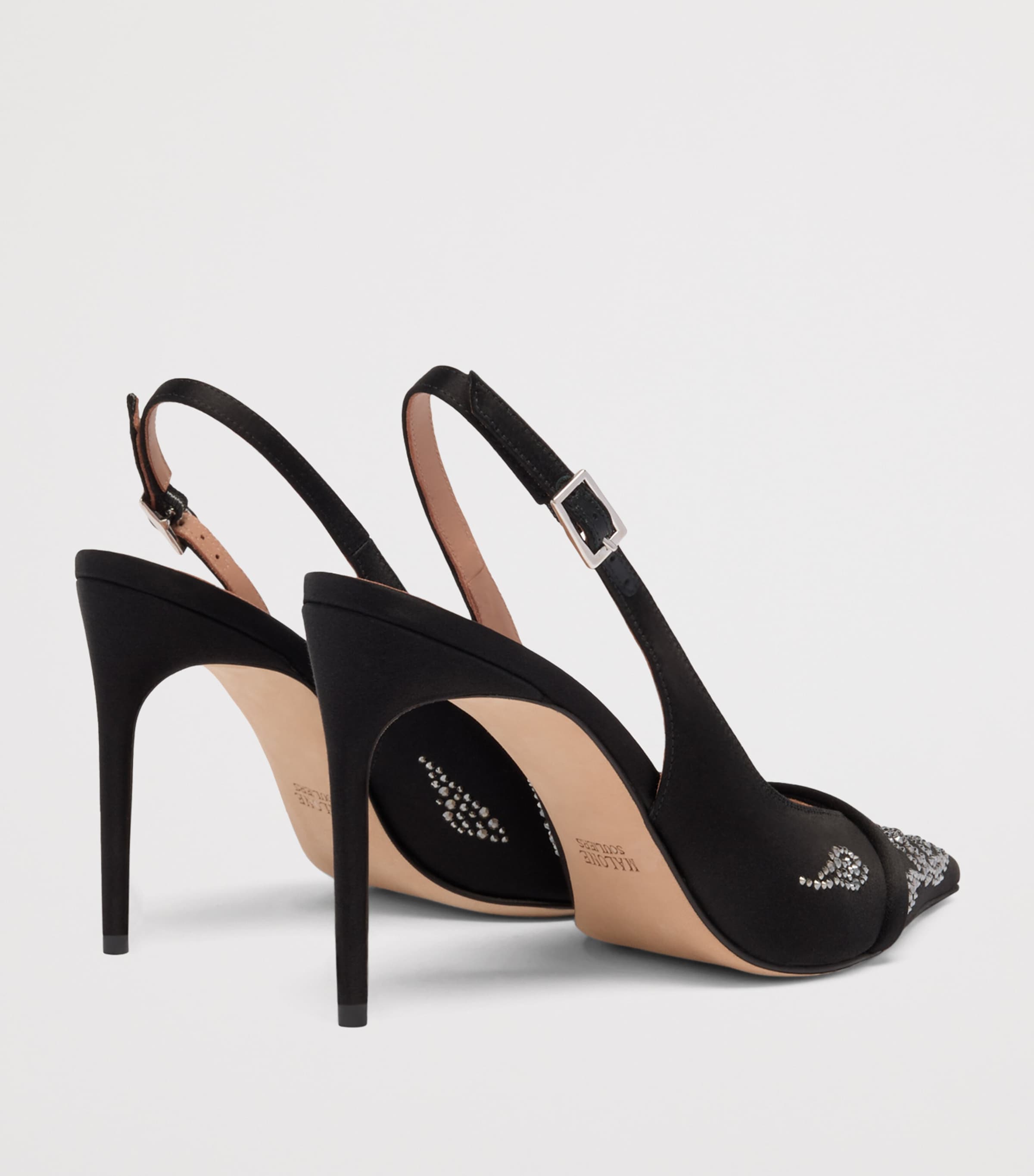 Satin Jazz Slingback Heels 90 BLACK Image 3