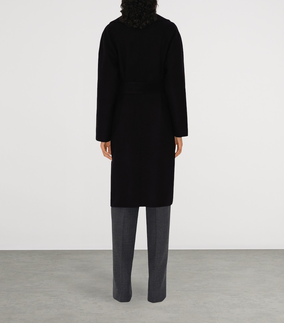 Wool Reversible Wrap Coat BLACK Image 4