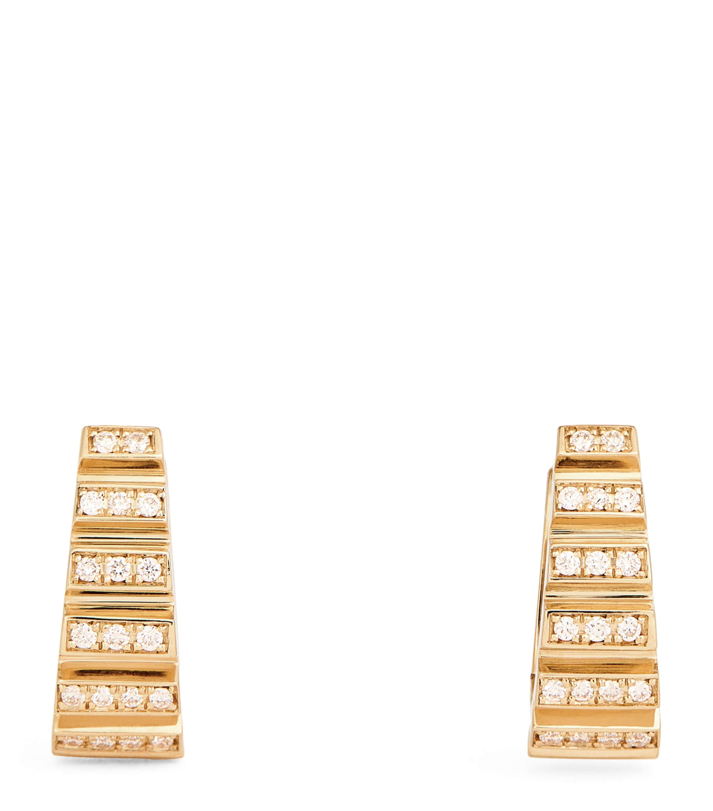 Small Yellow Gold and Diamond Escalier Hoop Earrings YELLOW GOLD Image 1