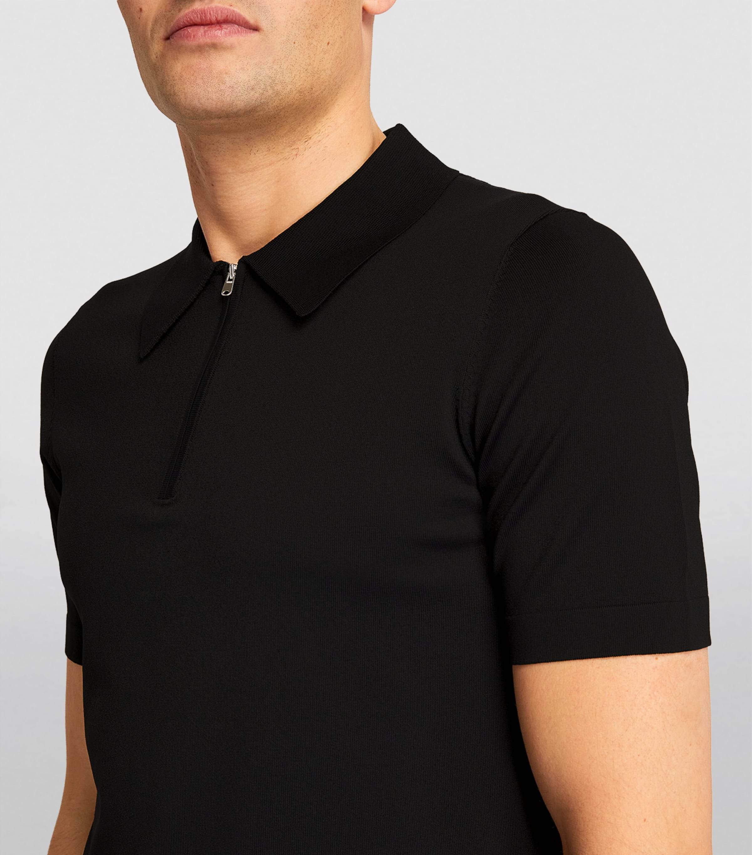 Half-Zip Polo Shirt BLACK Image 6