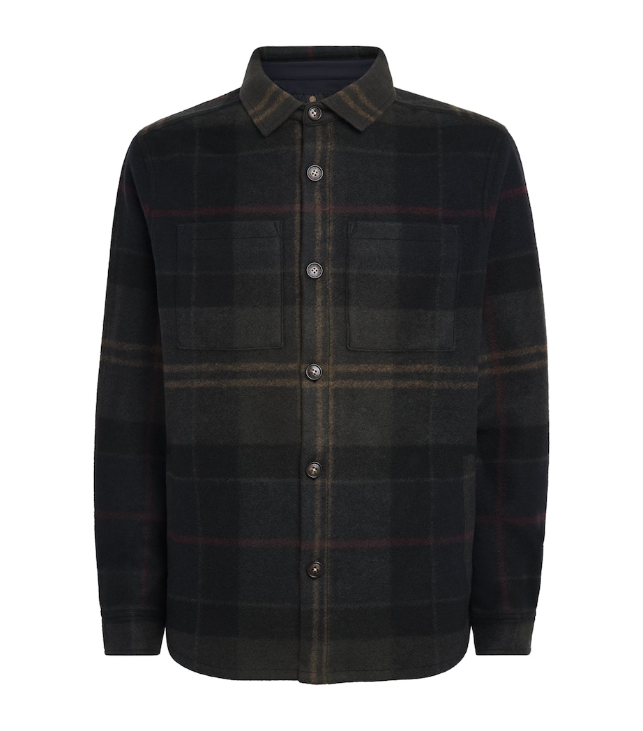 Barbour Mens Brushed Woodlane Check Overshirt Shadow Classic Trtn Image 1