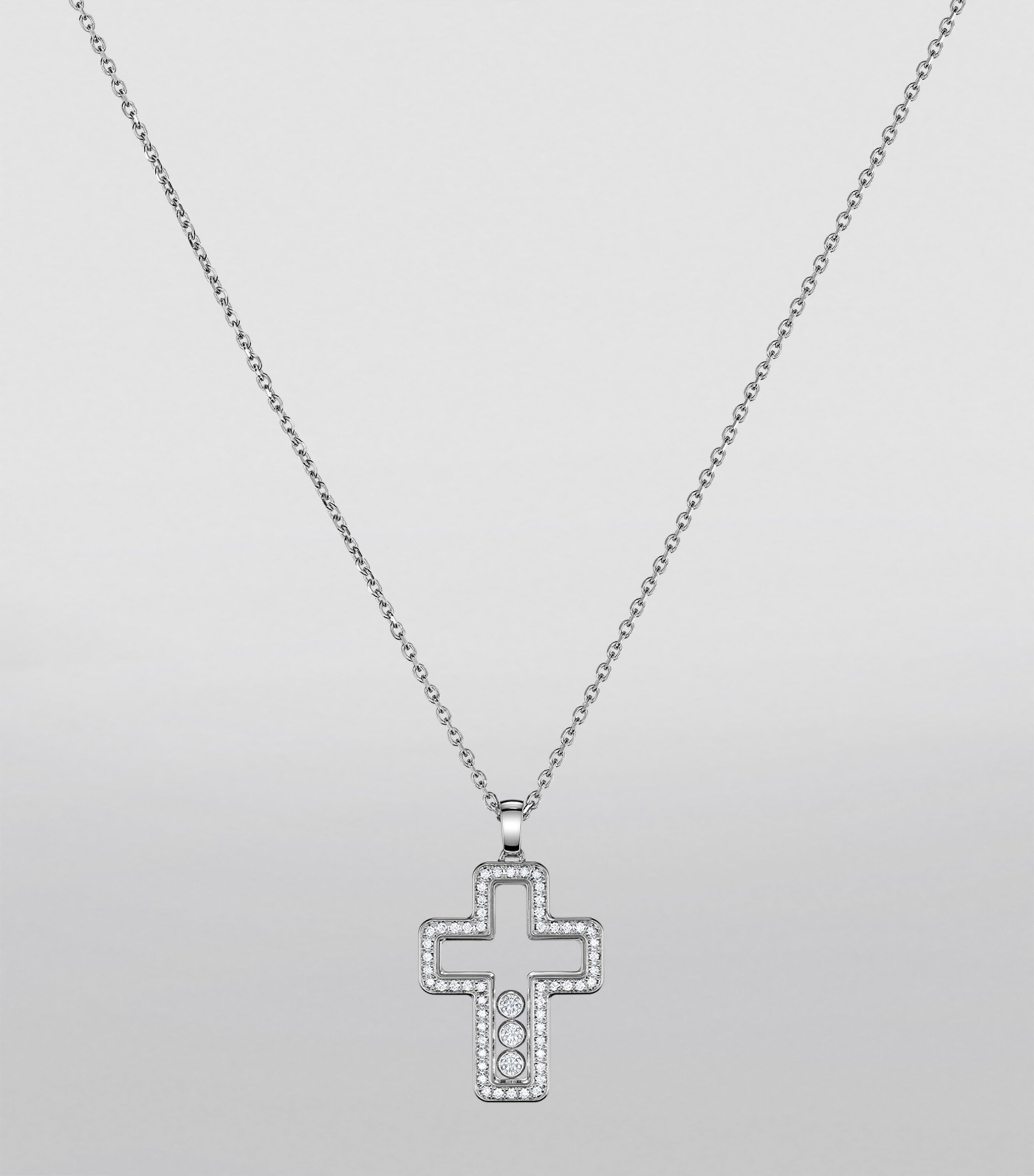 White Gold and Diamond Happy Diamonds Cross Necklace 18K WHITE GOLD Image 5