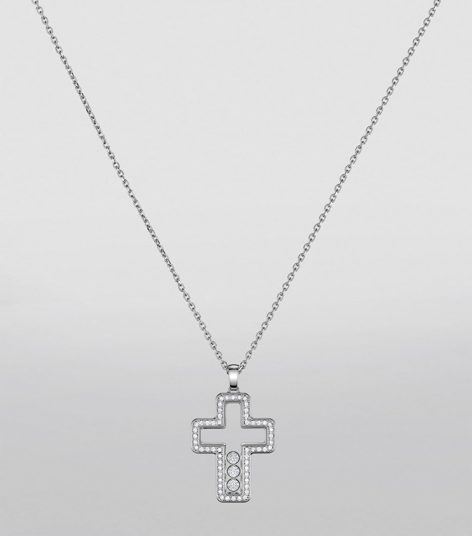 White Gold and Diamond Happy Diamonds Cross Necklace 18K WHITE GOLD Image 5