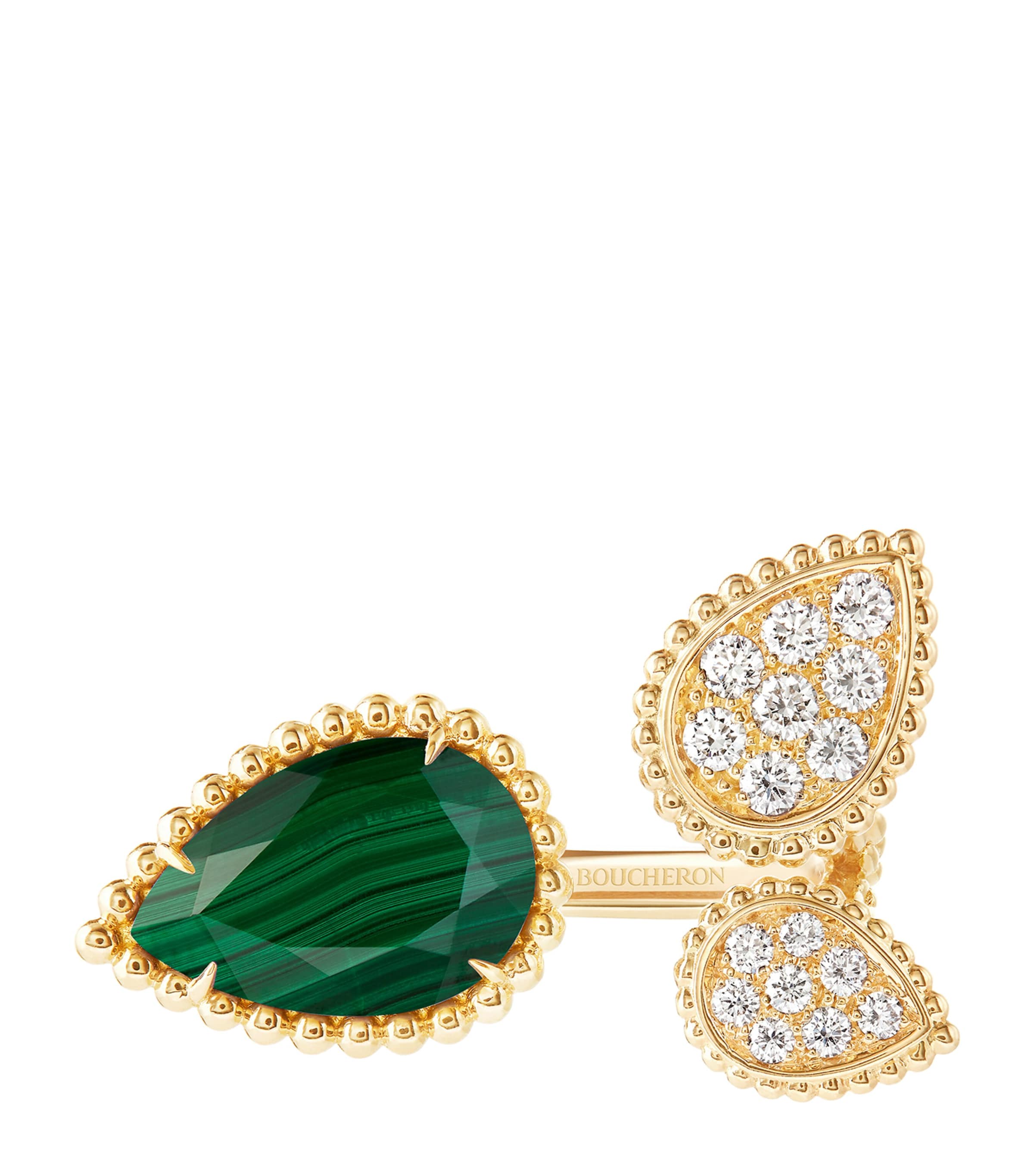 Yellow Gold, Malachite and Diamond Serpent Bohème Ring GREEN Image 3