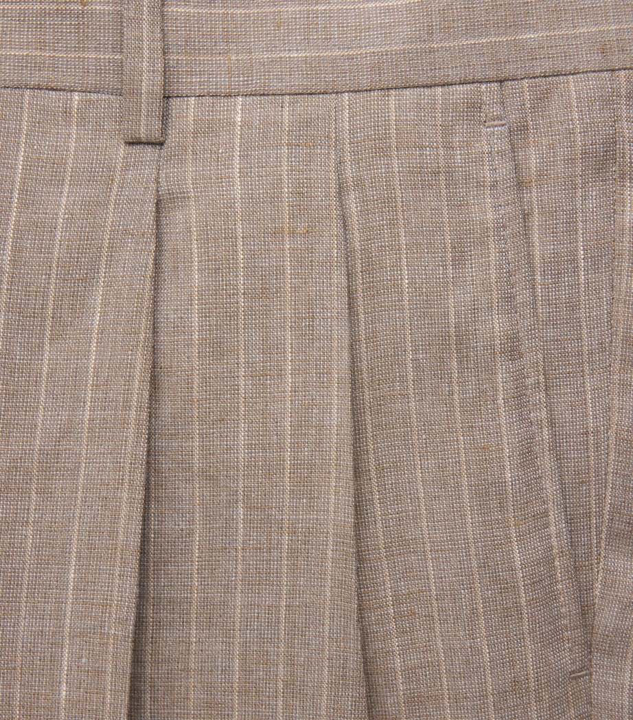 Sunflower Mens Linen-Wool Stripe Trousers Pleater Trouser Image 6