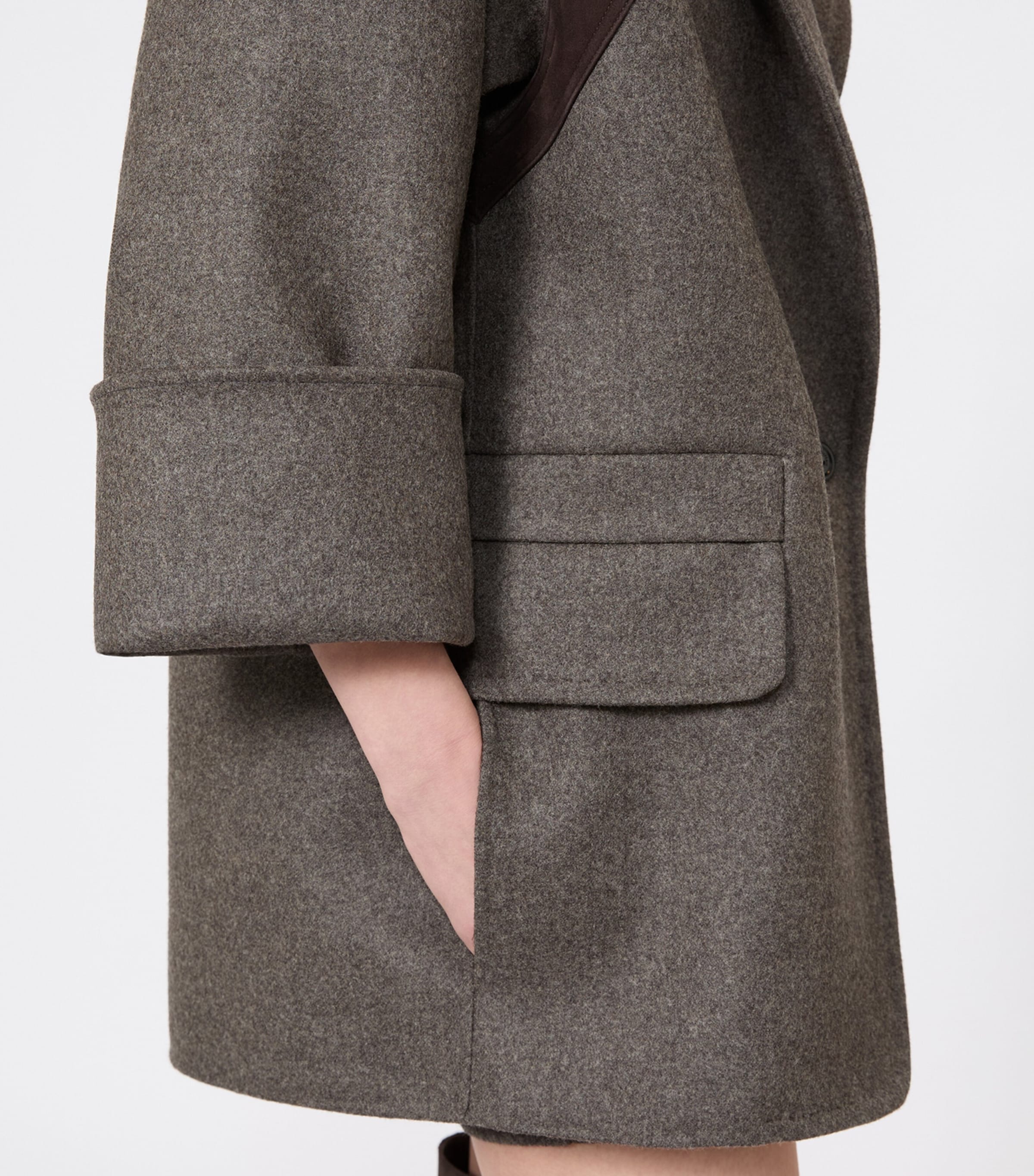 Max Mara Womens Virgin Wool Panel Jacket Brown Grey Image 6