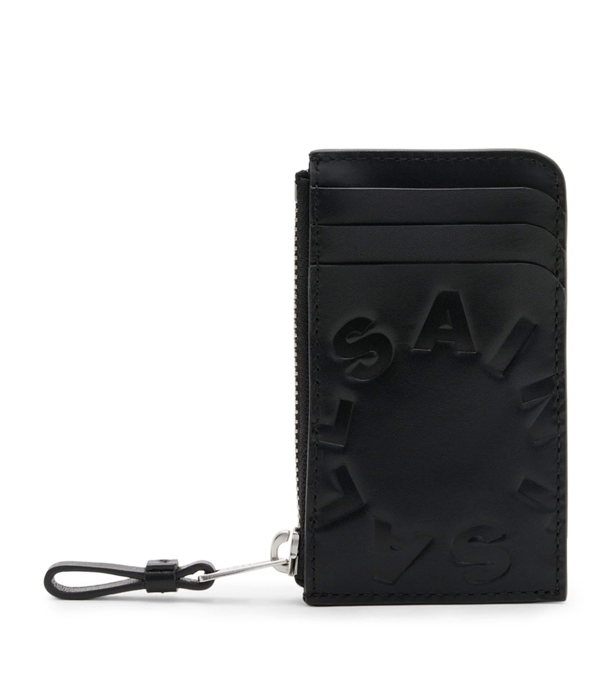 Allsaints Leather Tierra Isamu Card Holder In Black