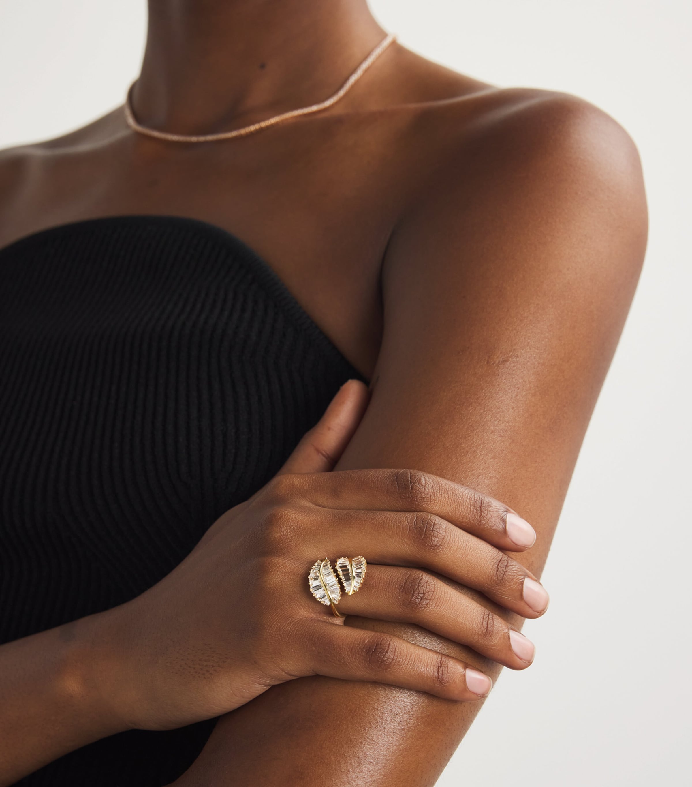 Yellow Gold and Diamond Palm Leaf Ring YELLOW GOLD Image 4