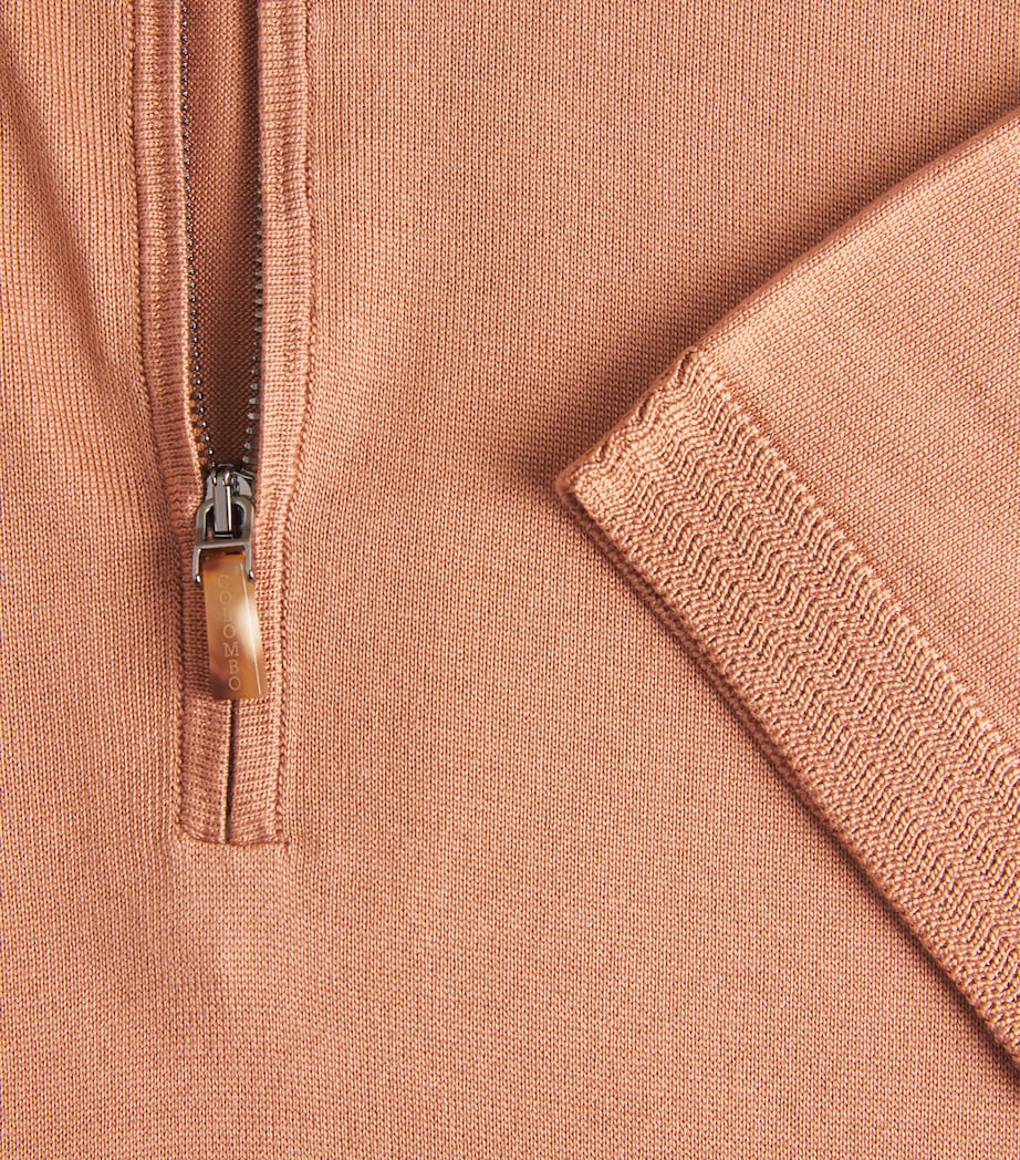 Silk Polo Sweater 85315 BROWN Image 2