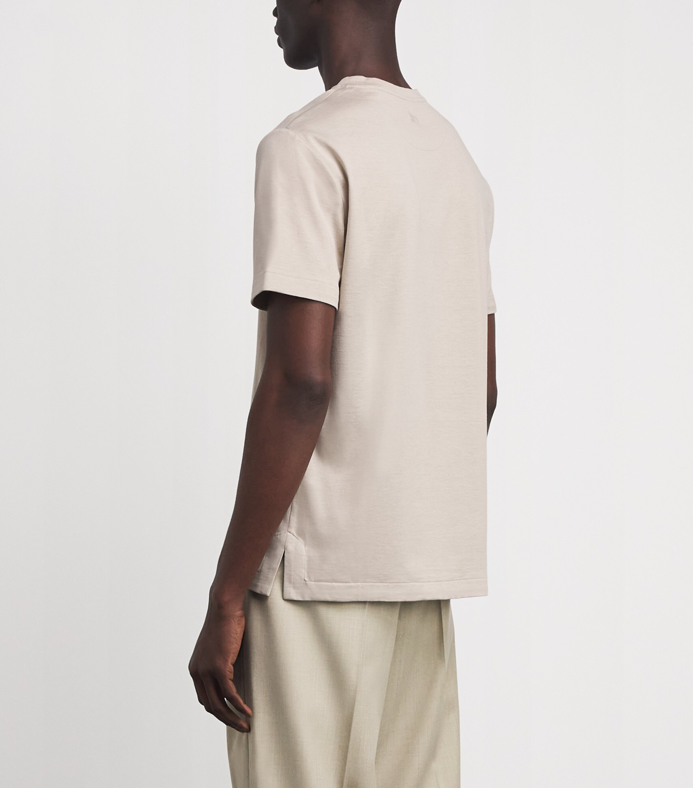 Colombo Mens Silk-Cotton T-Shirt Beige Image 5