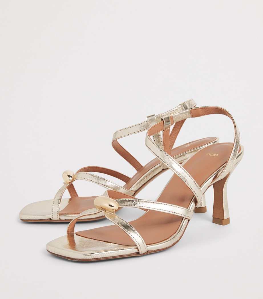 Maje Metallic Leather Heeled Sandals 70 Light Gold Image 3