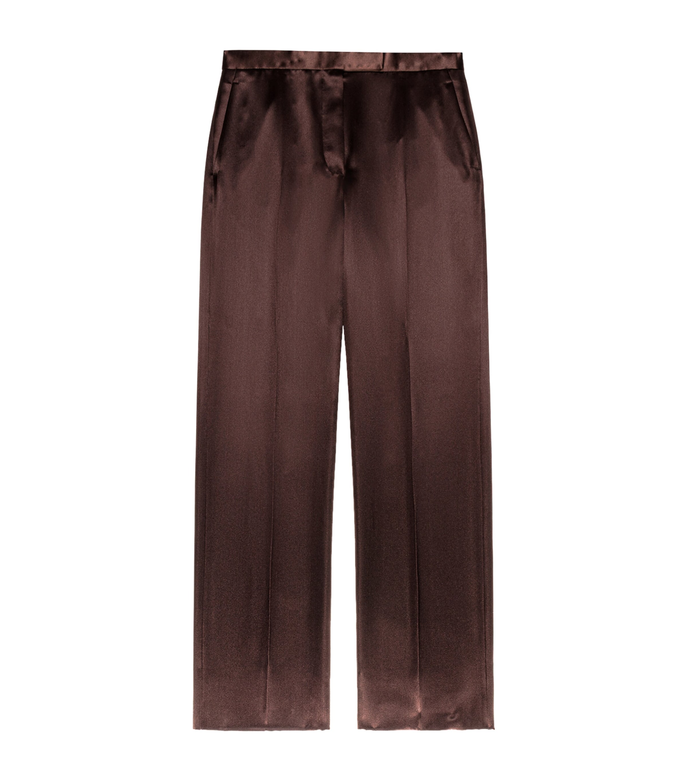 TOM FORD Womens Silk Satin Wide-Leg Trousers Ear Image 1